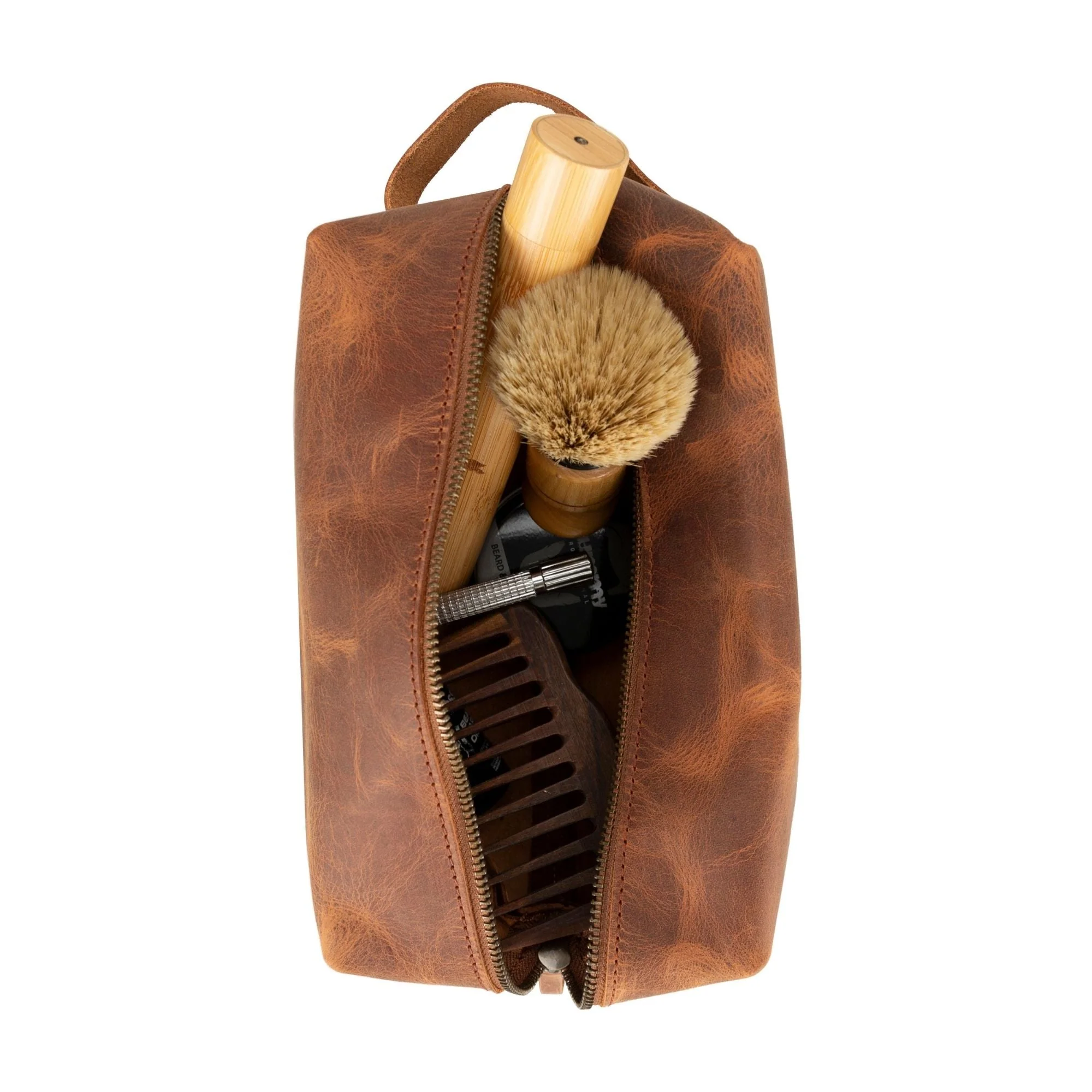 Oswego Men's Leather Dopp Kit & Small Travel Handbag - Image 2