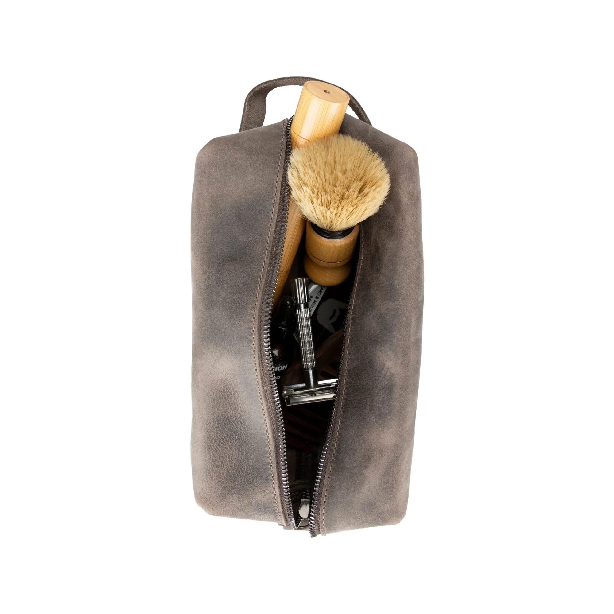 Oswego Men's Leather Dopp Kit & Small Travel Handbag - Image 25