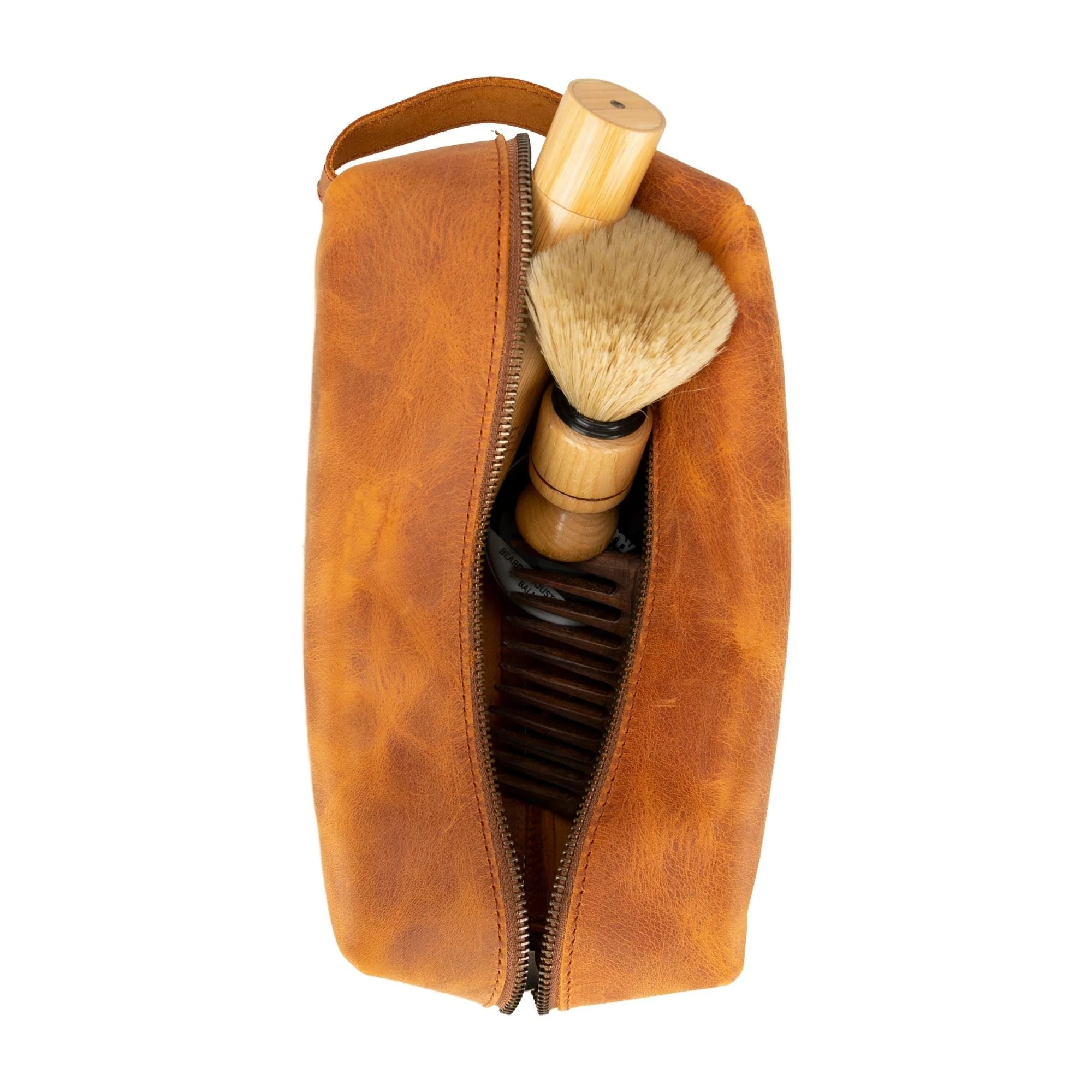 Oswego Men's Leather Dopp Kit & Small Travel Handbag - Image 33