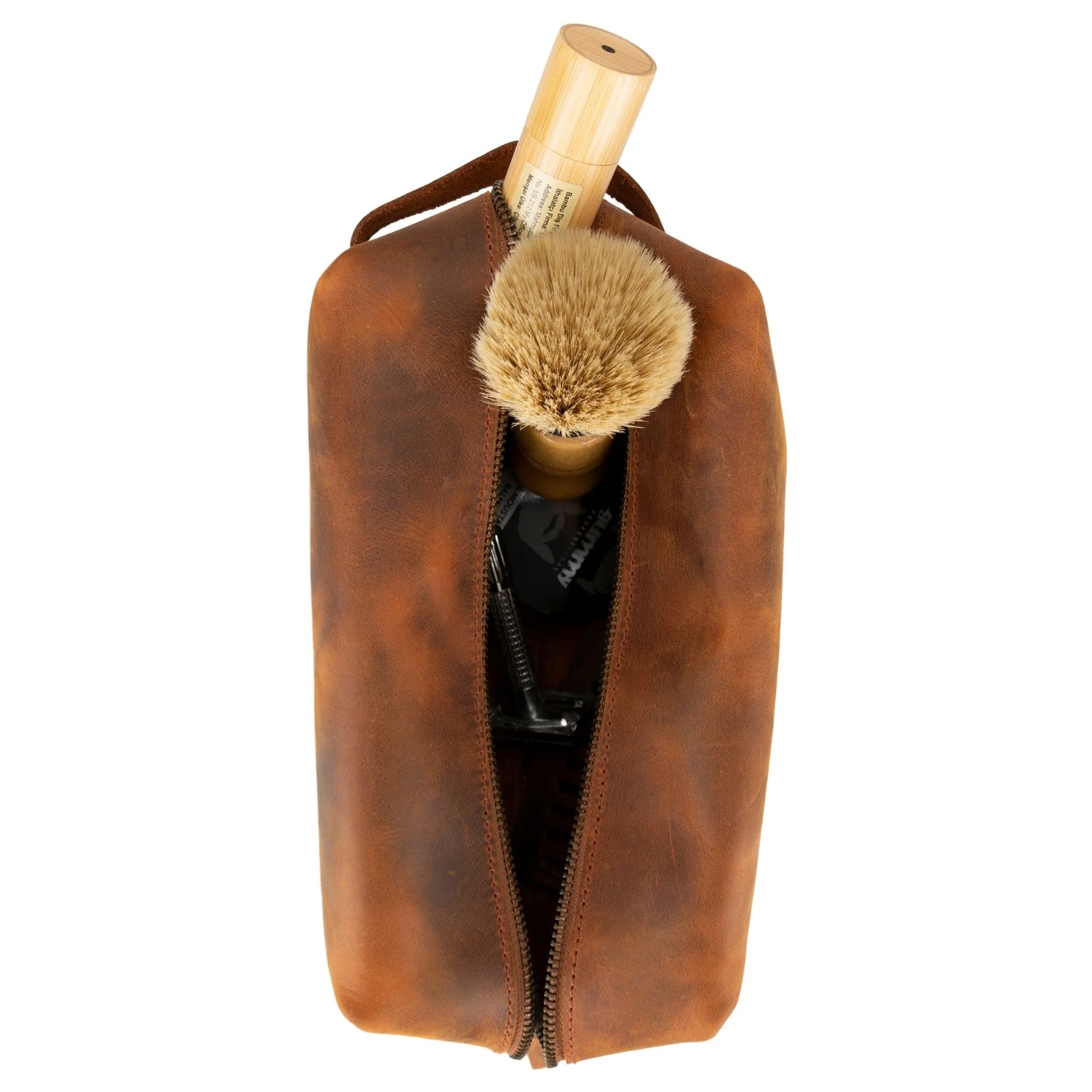 Oswego Men's Leather Dopp Kit & Small Travel Handbag - Image 49