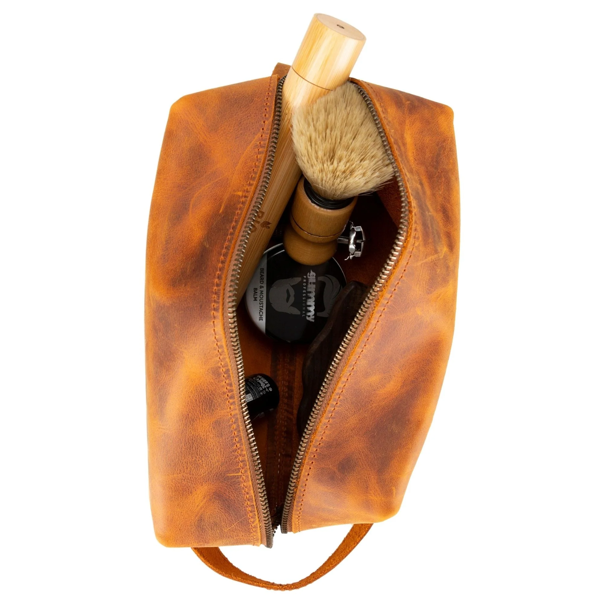 Oswego Men's Leather Dopp Kit & Small Travel Handbag - Image 57