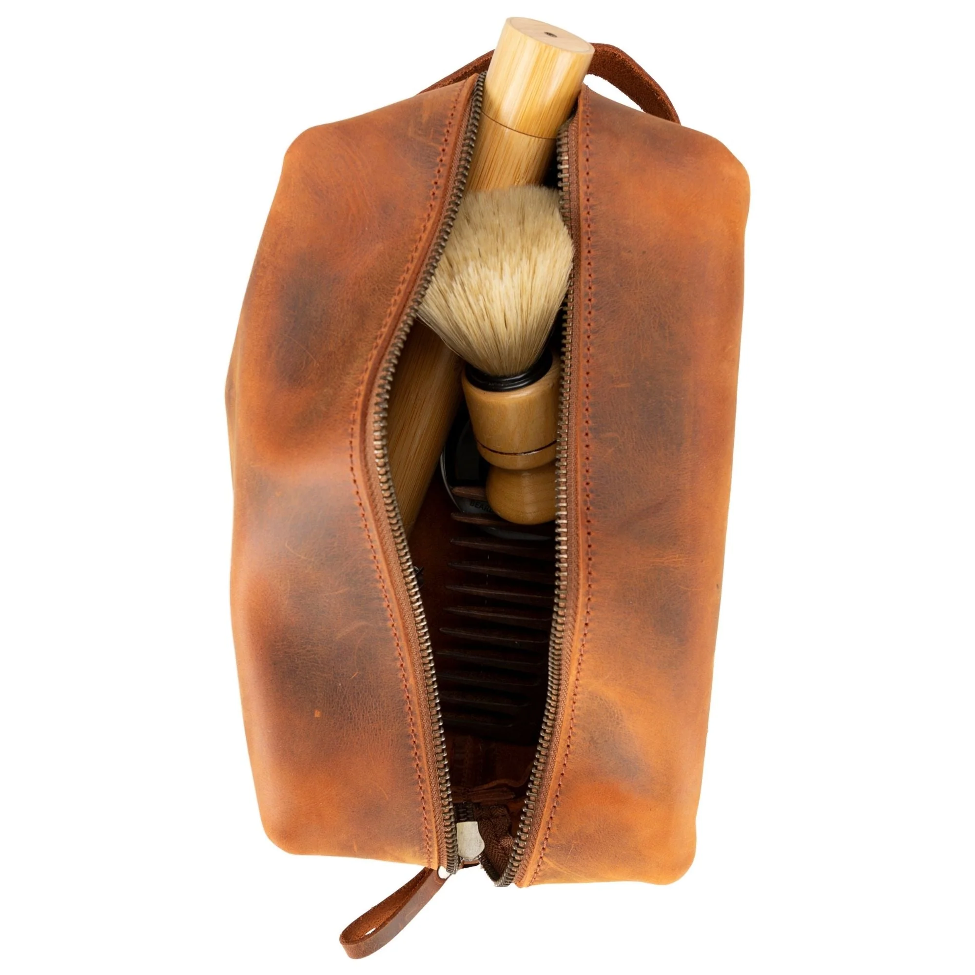 Oswego Men's Leather Dopp Kit & Small Travel Handbag - Image 65