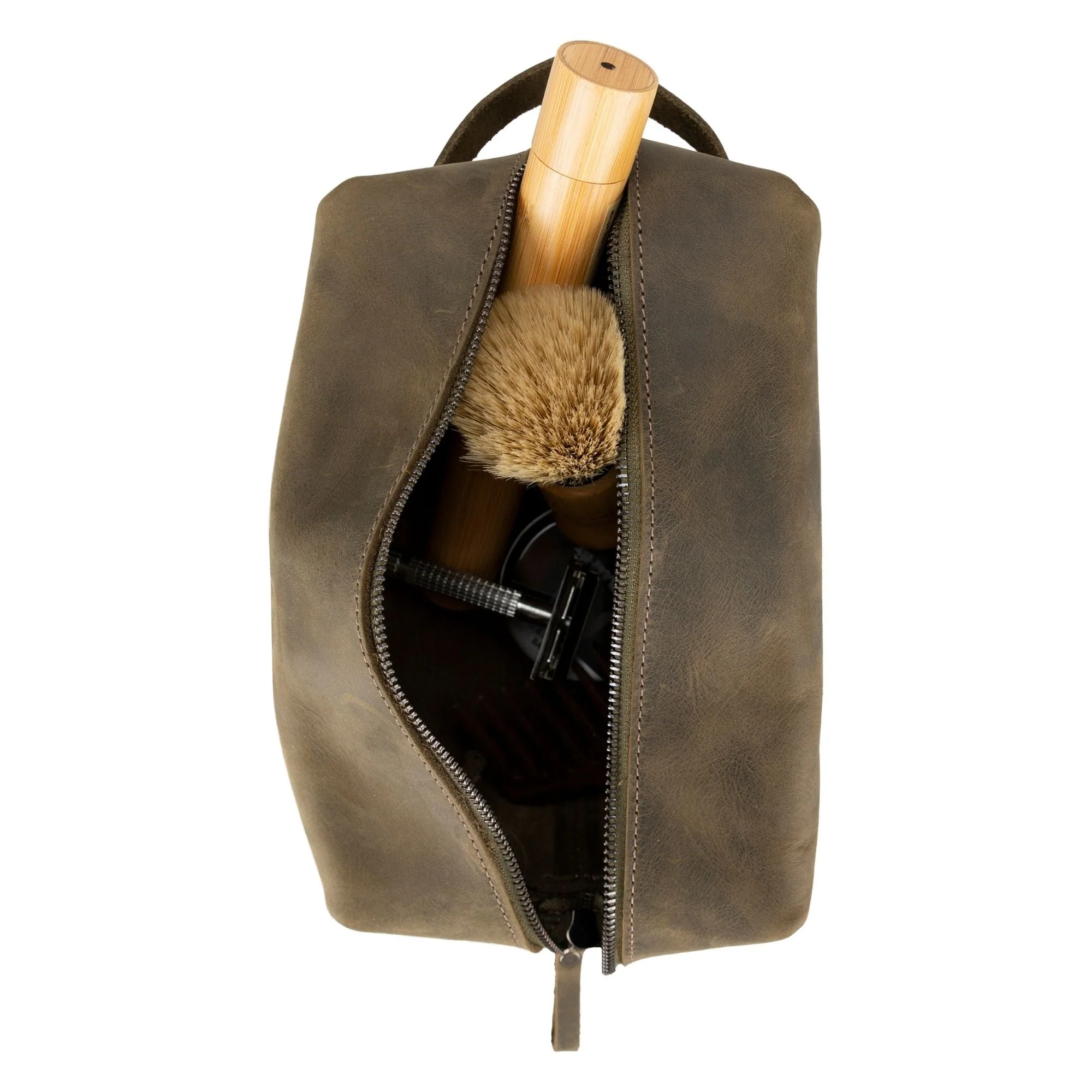 Oswego Men's Leather Dopp Kit & Small Travel Handbag - Image 74