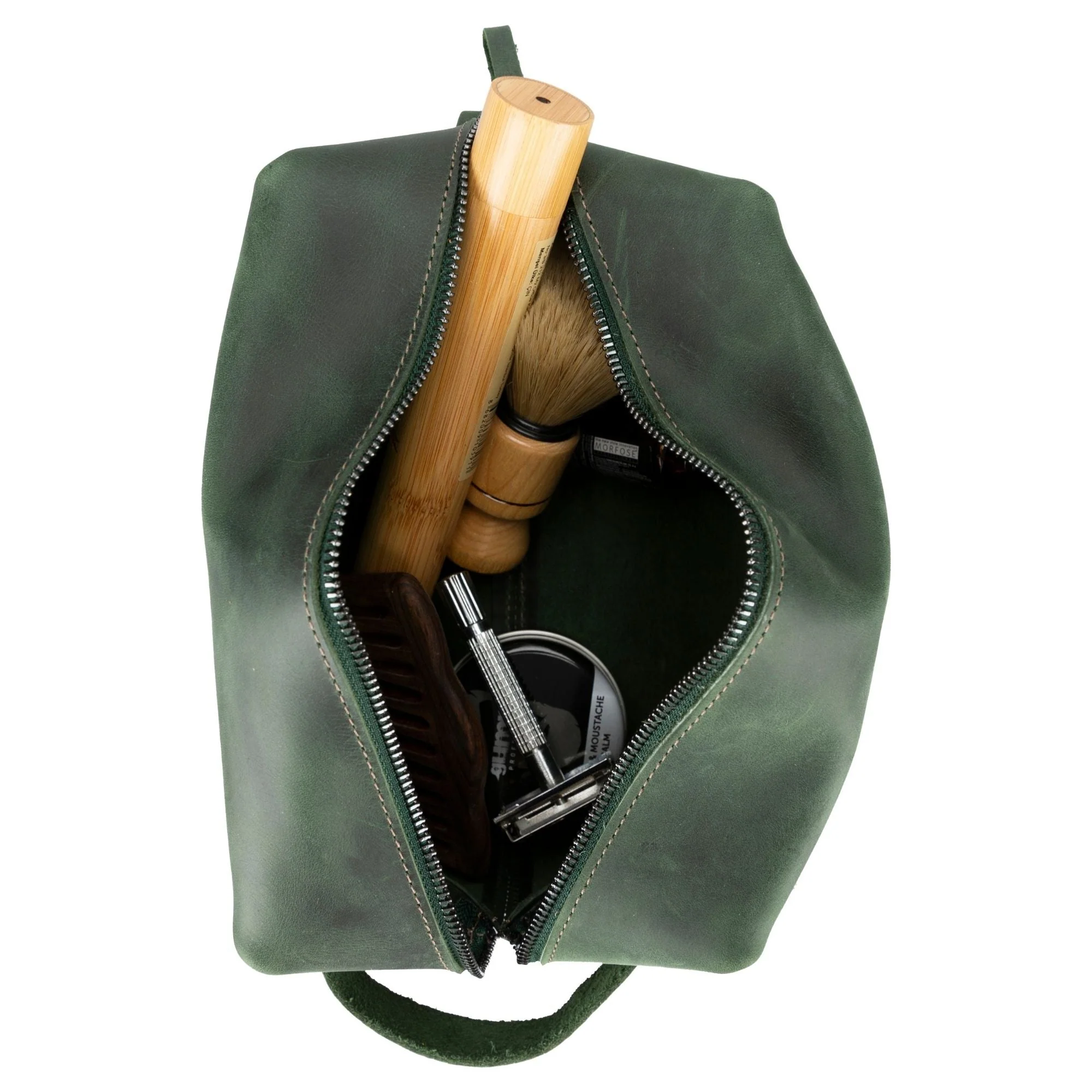Oswego Men's Leather Dopp Kit & Small Travel Handbag - Image 9