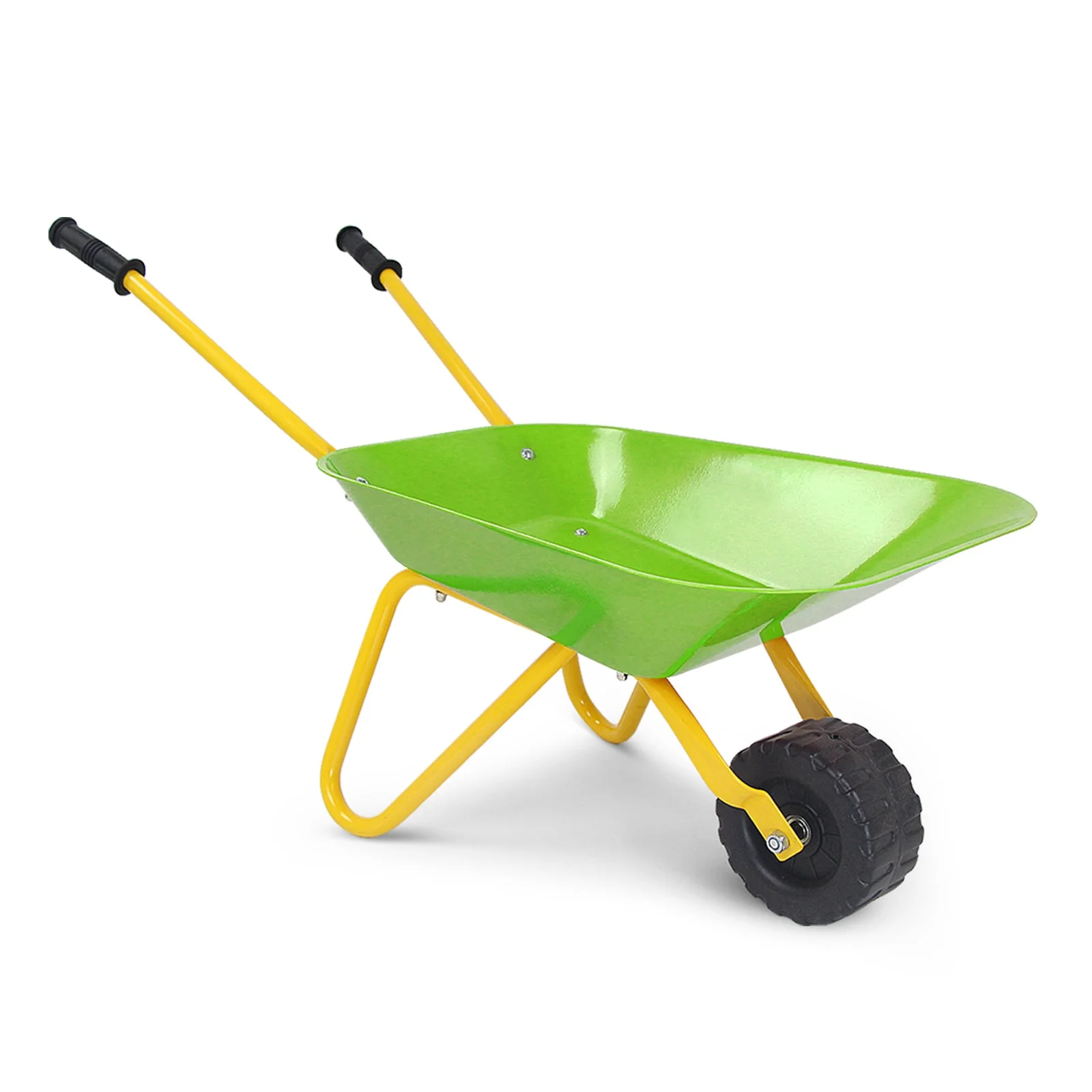 Outdoor Garden Backyard Play Toy Kids Metal Wheelbarrow-Light Green - Image 3