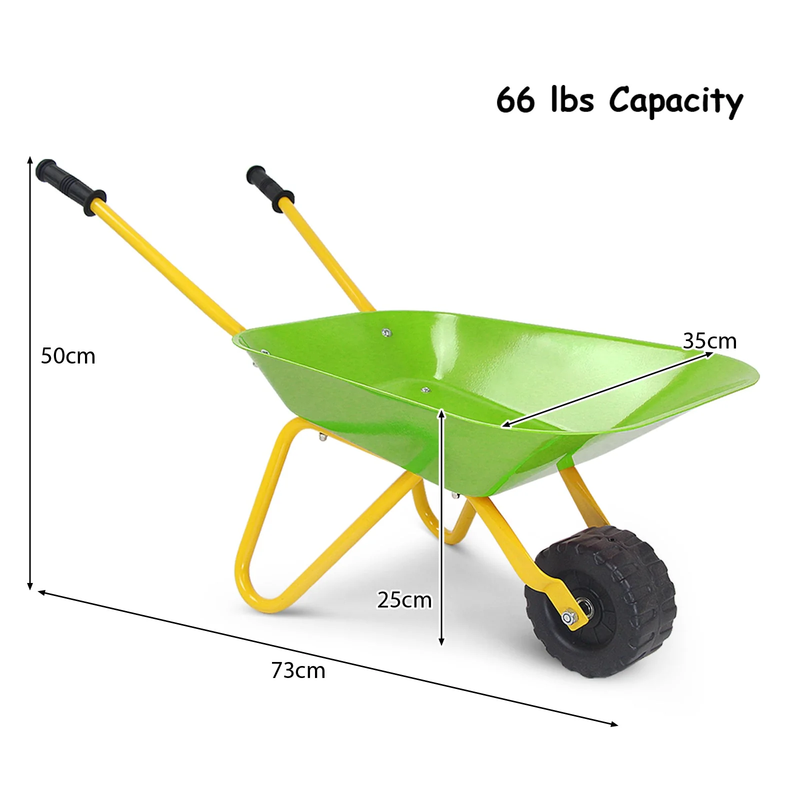 Outdoor Garden Backyard Play Toy Kids Metal Wheelbarrow-Light Green - Image 4