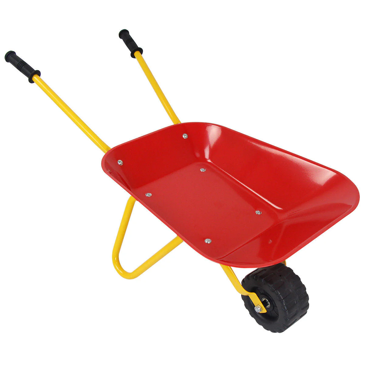 Outdoor Garden Backyard Play Toy Kids Metal Wheelbarrow-Red - Image 3