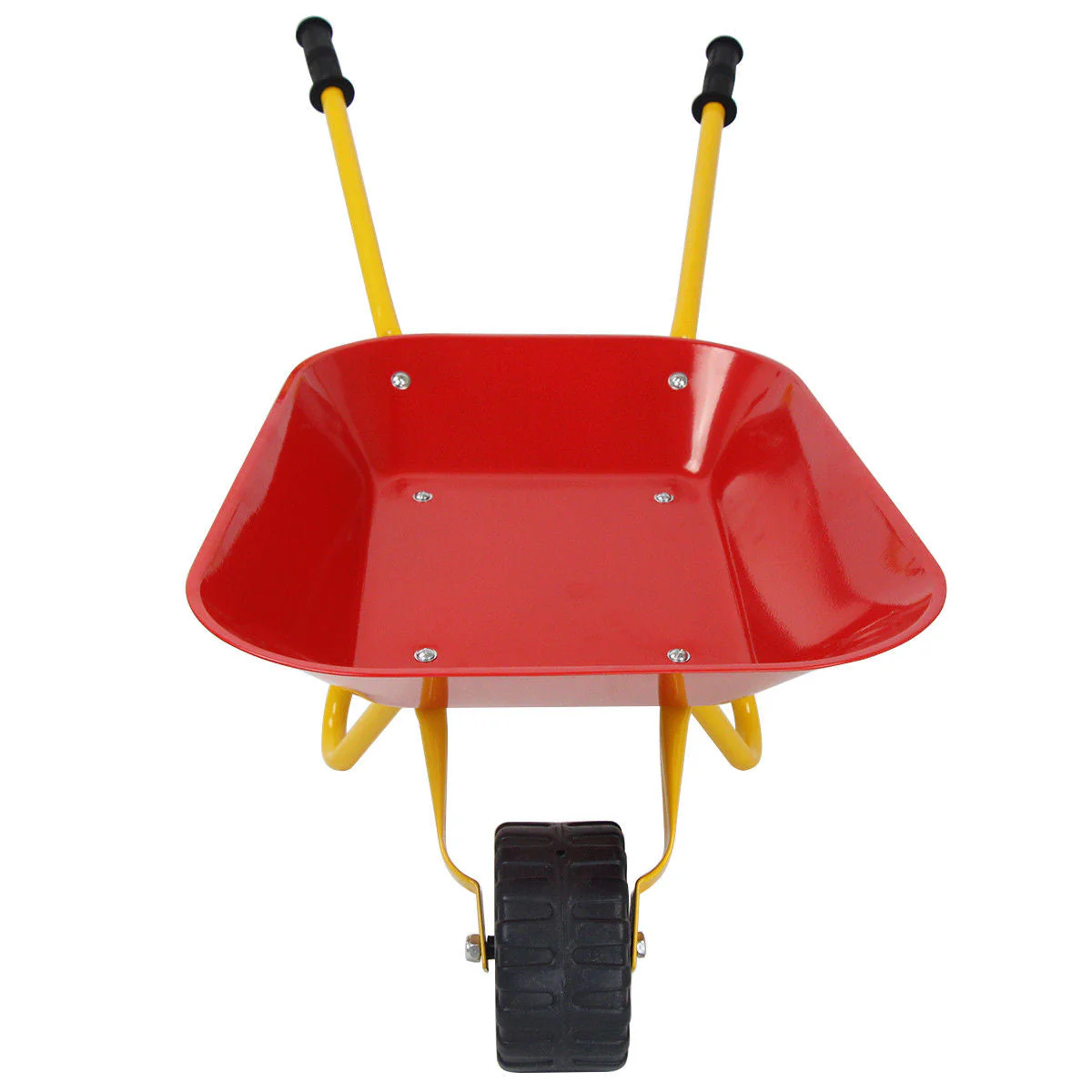 Outdoor Garden Backyard Play Toy Kids Metal Wheelbarrow-Red - Image 4