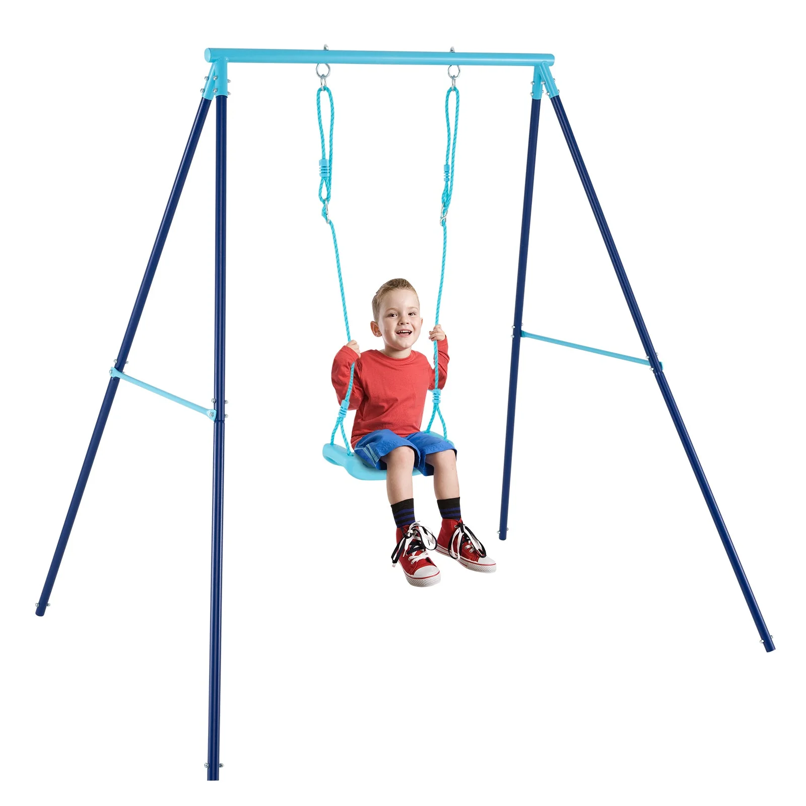 Outdoor Heavy Duty Metal Toddler Swing Set with Stand-Blue - Image 4