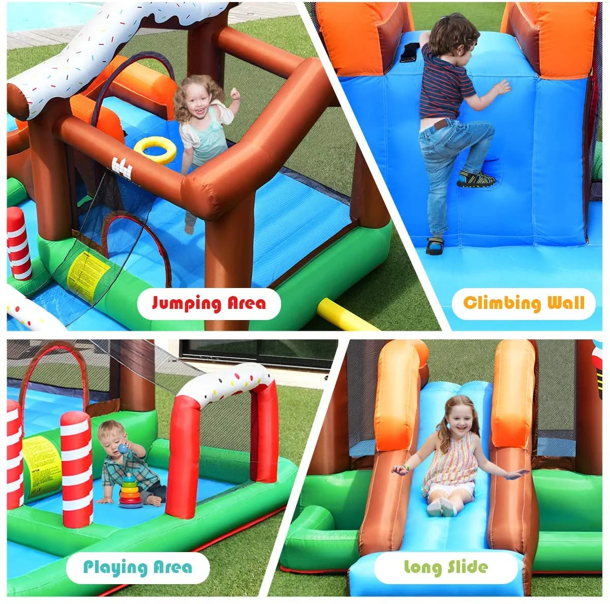 Outdoor Indoor Inflatable Kids Bounce House with 480W Air Blower - Image 2