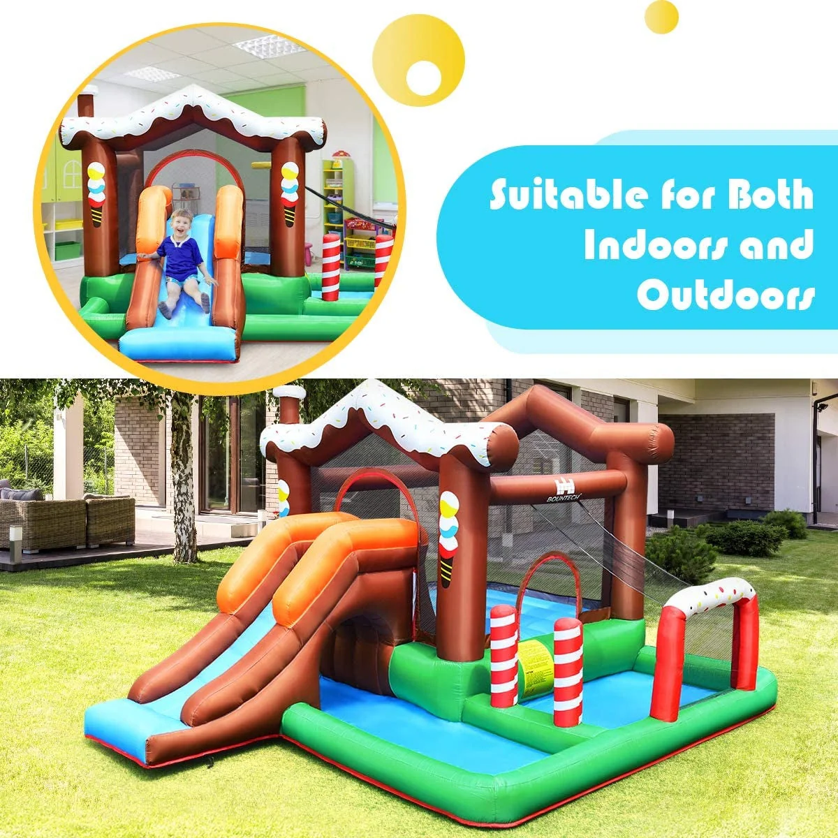 Outdoor Indoor Inflatable Kids Bounce House with 480W Air Blower - Image 5