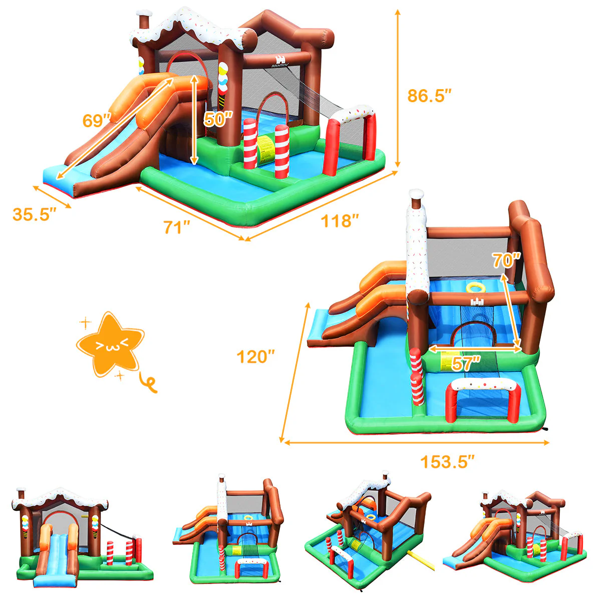 Outdoor Indoor Inflatable Kids Bounce House with 480W Air Blower - Image 6