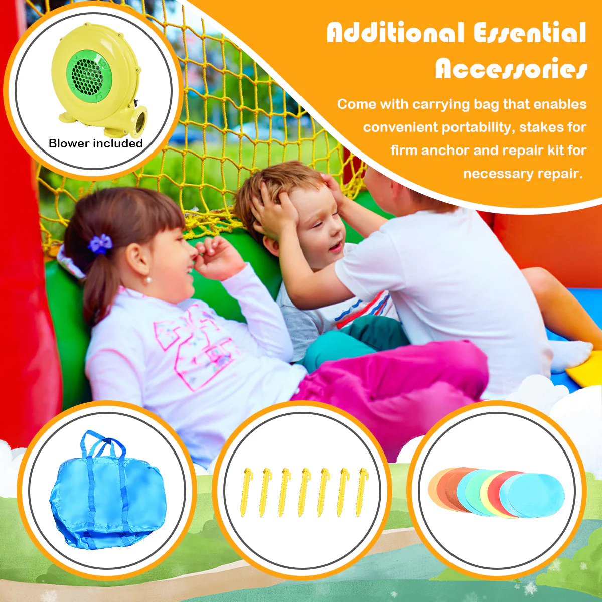 Outdoor Indoor Inflatable Kids Bounce House with 480W Air Blower - Image 8