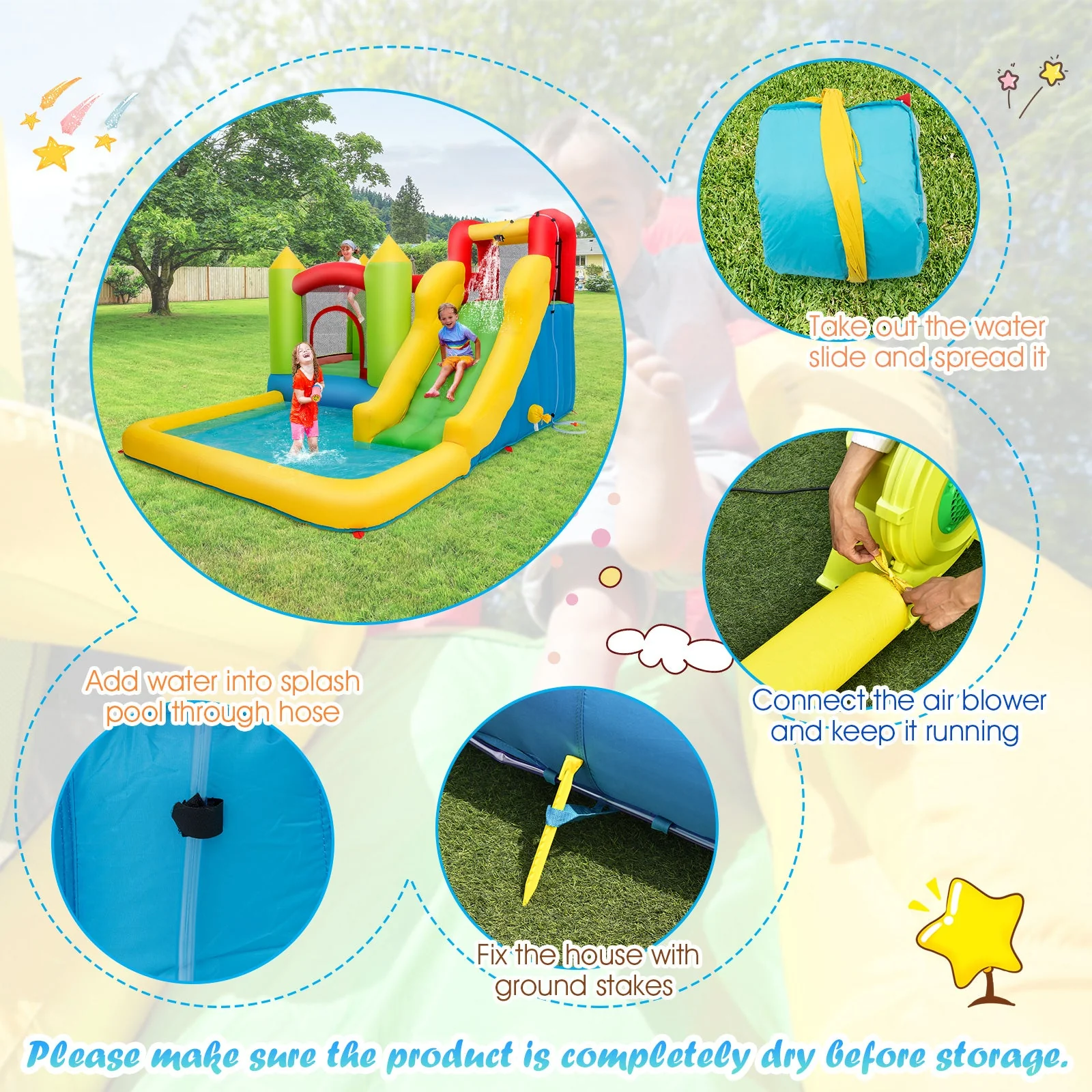 Outdoor Inflatable Bounce House with 480 W Blower - Image 7
