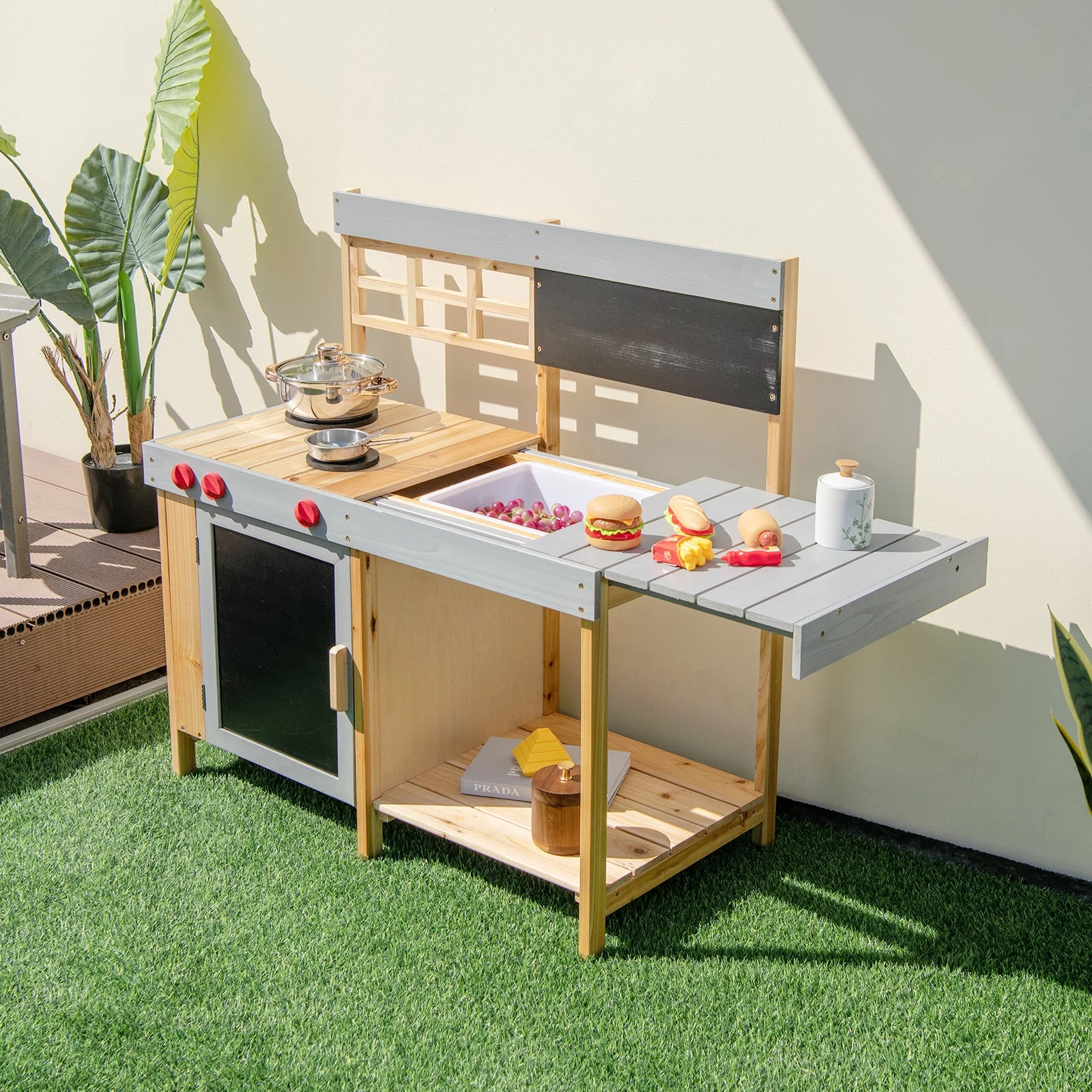 Outdoor Kid's Mud Kitchen Set with Detachable Water Box for Toddlers Over 3 - Image 2