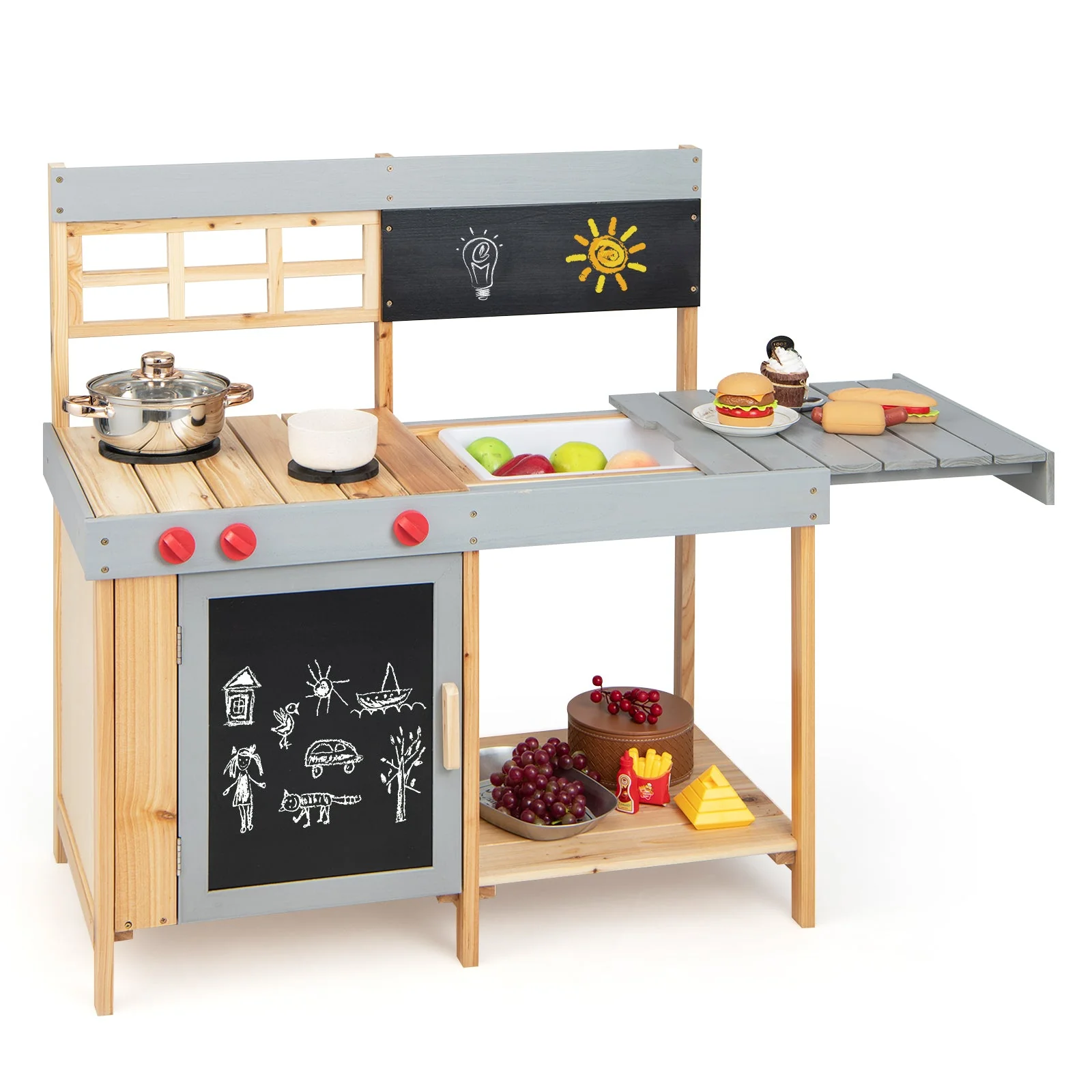 Outdoor Kid's Mud Kitchen Set with Detachable Water Box for Toddlers Over 3 - Image 4