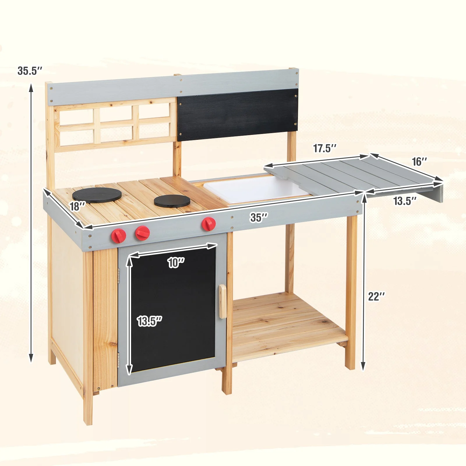 Outdoor Kid's Mud Kitchen Set with Detachable Water Box for Toddlers Over 3 - Image 5