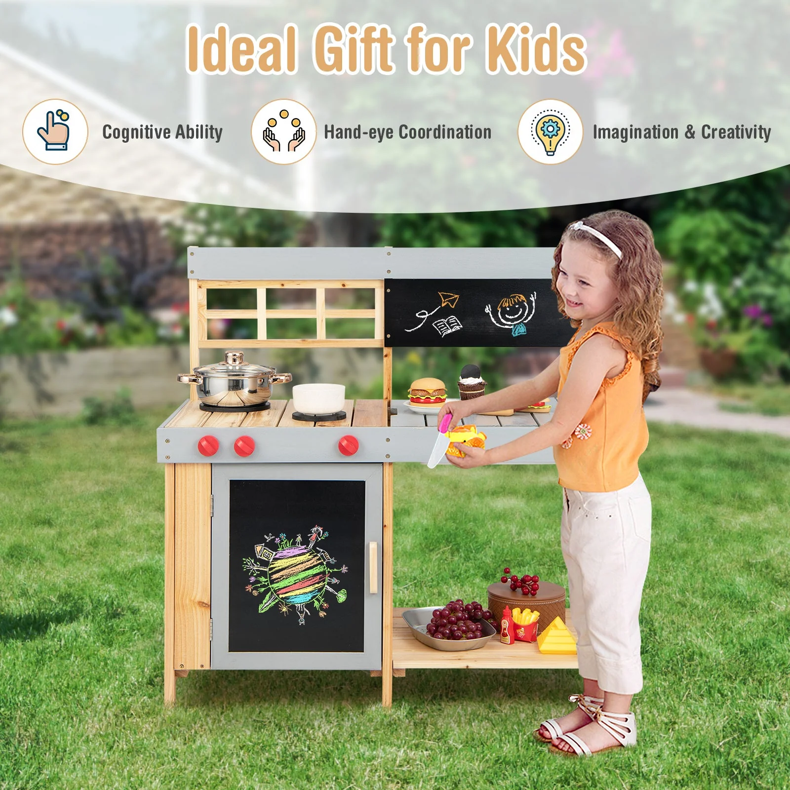 Outdoor Kid's Mud Kitchen Set with Detachable Water Box for Toddlers Over 3 - Image 6