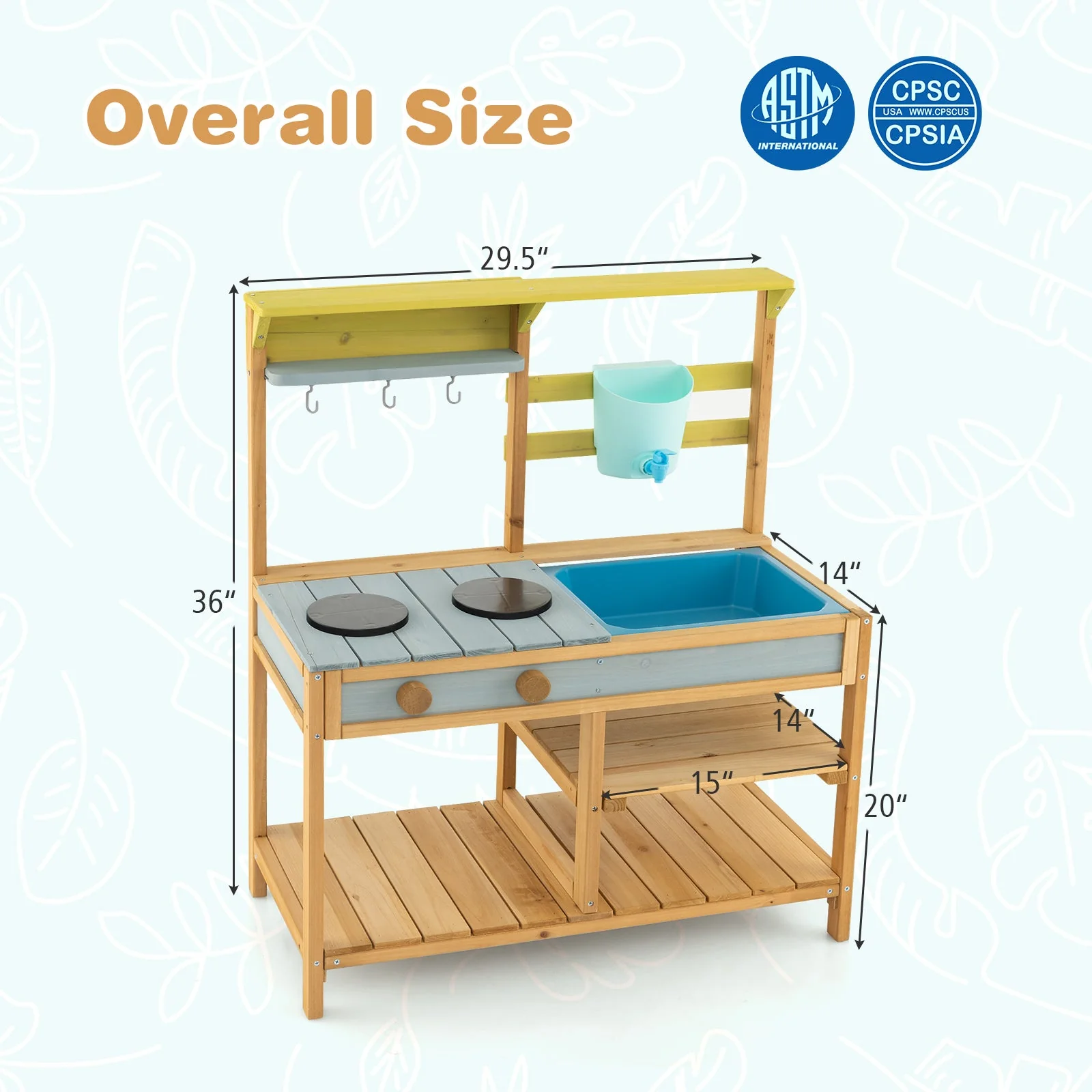 Outdoor Kids Mud Kitchen with Faucet and Water Box - Image 4