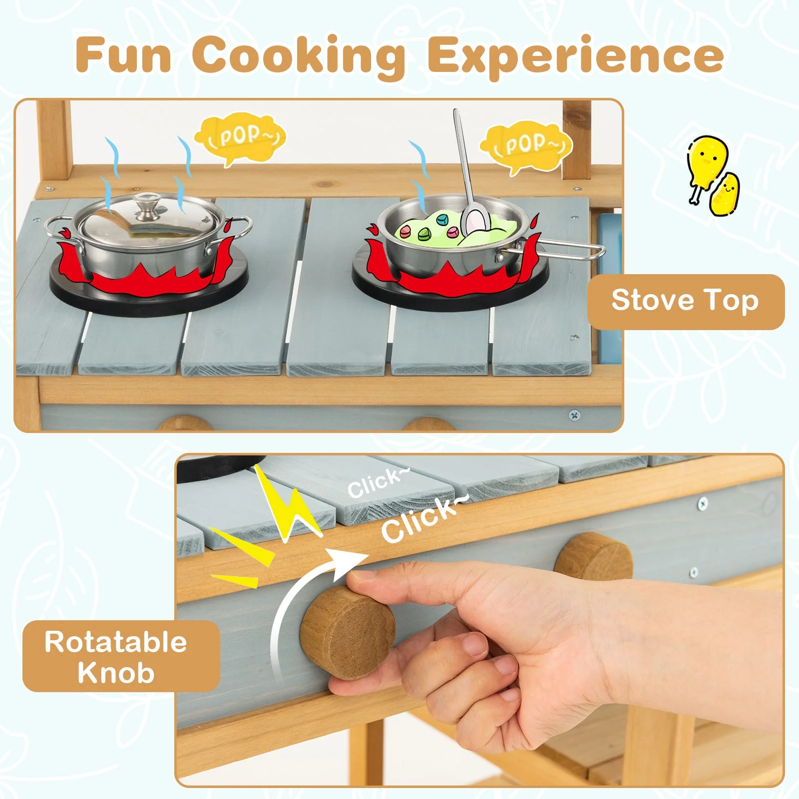 Outdoor Kids Mud Kitchen with Faucet and Water Box - Image 5