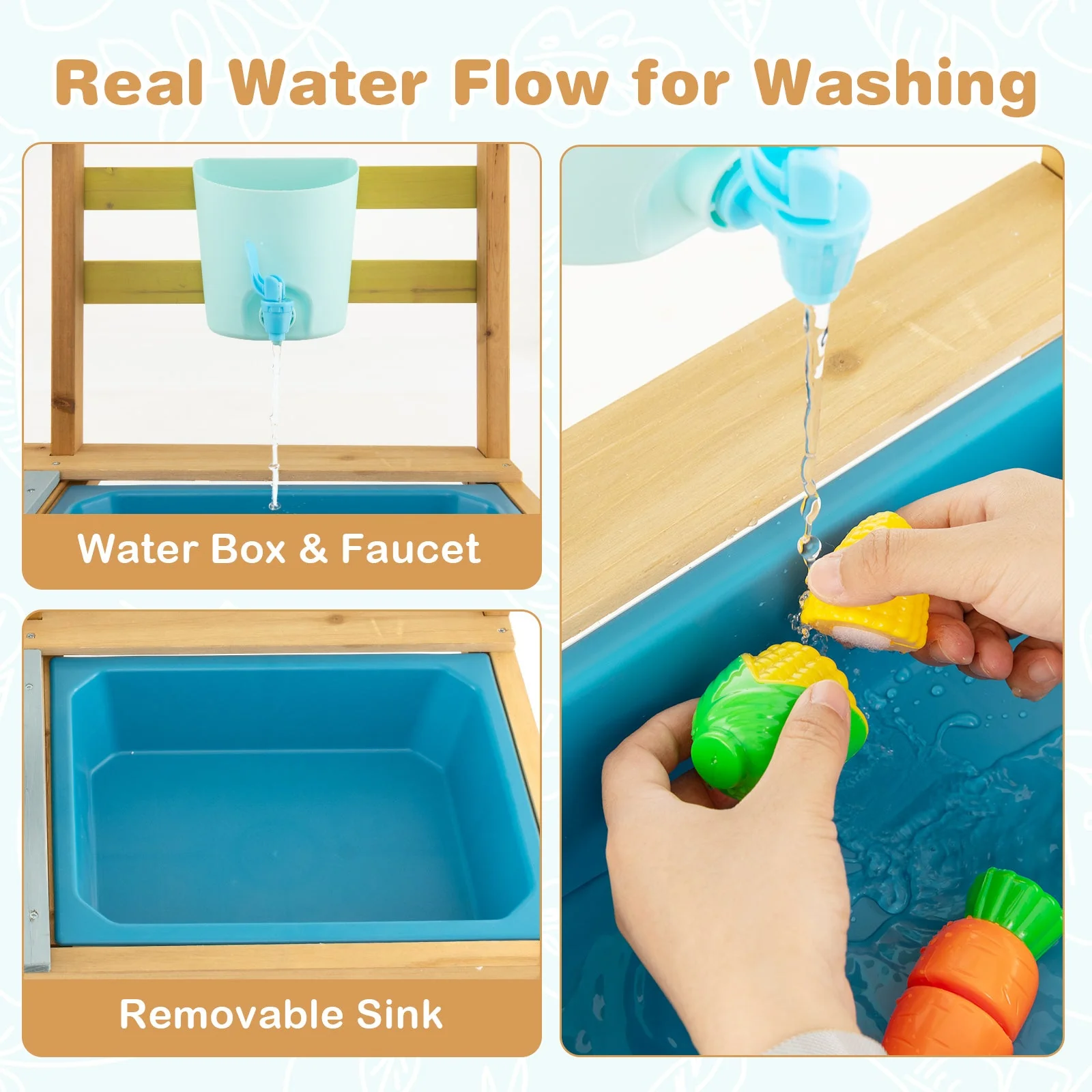 Outdoor Kids Mud Kitchen with Faucet and Water Box - Image 6