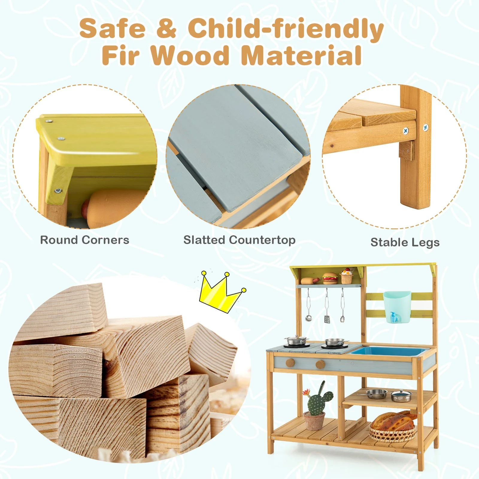 Outdoor Kids Mud Kitchen with Faucet and Water Box - Image 8