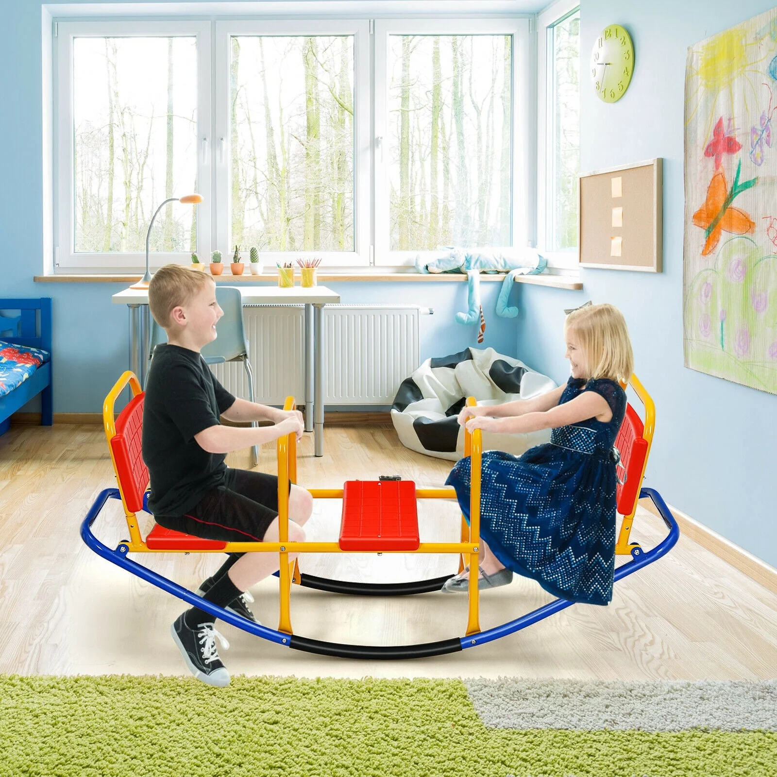 Outdoor Kids Seesaw Swivel Teeter for 3 to 8 Years Old-Red - Image 2