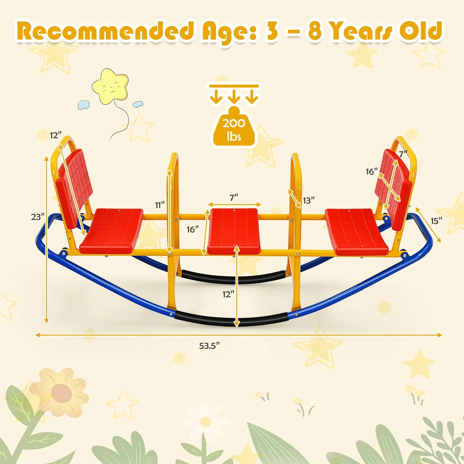 Outdoor Kids Seesaw Swivel Teeter for 3 to 8 Years Old-Red - Image 5