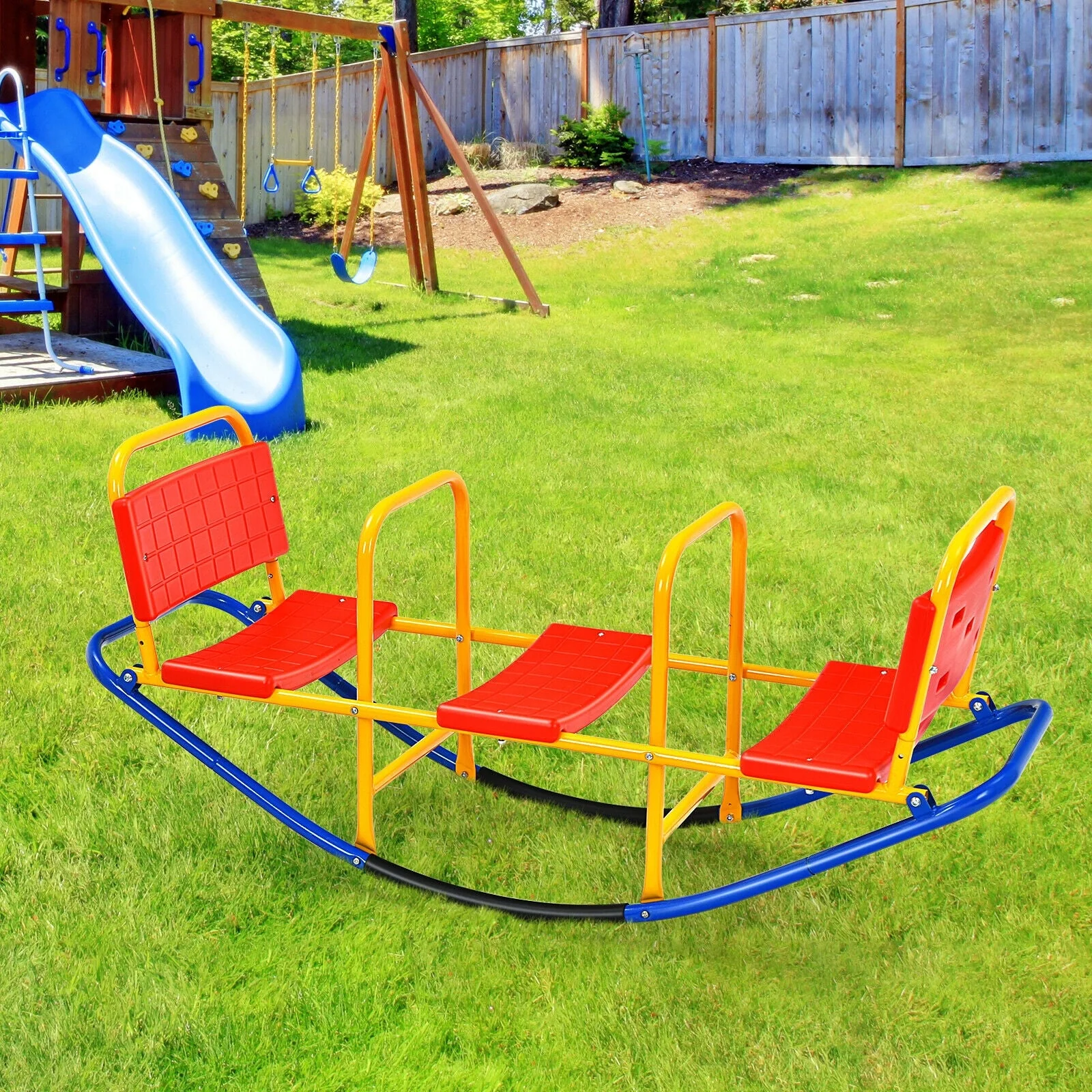 Outdoor Kids Seesaw Swivel Teeter for 3 to 8 Years Old-Red - Image 6