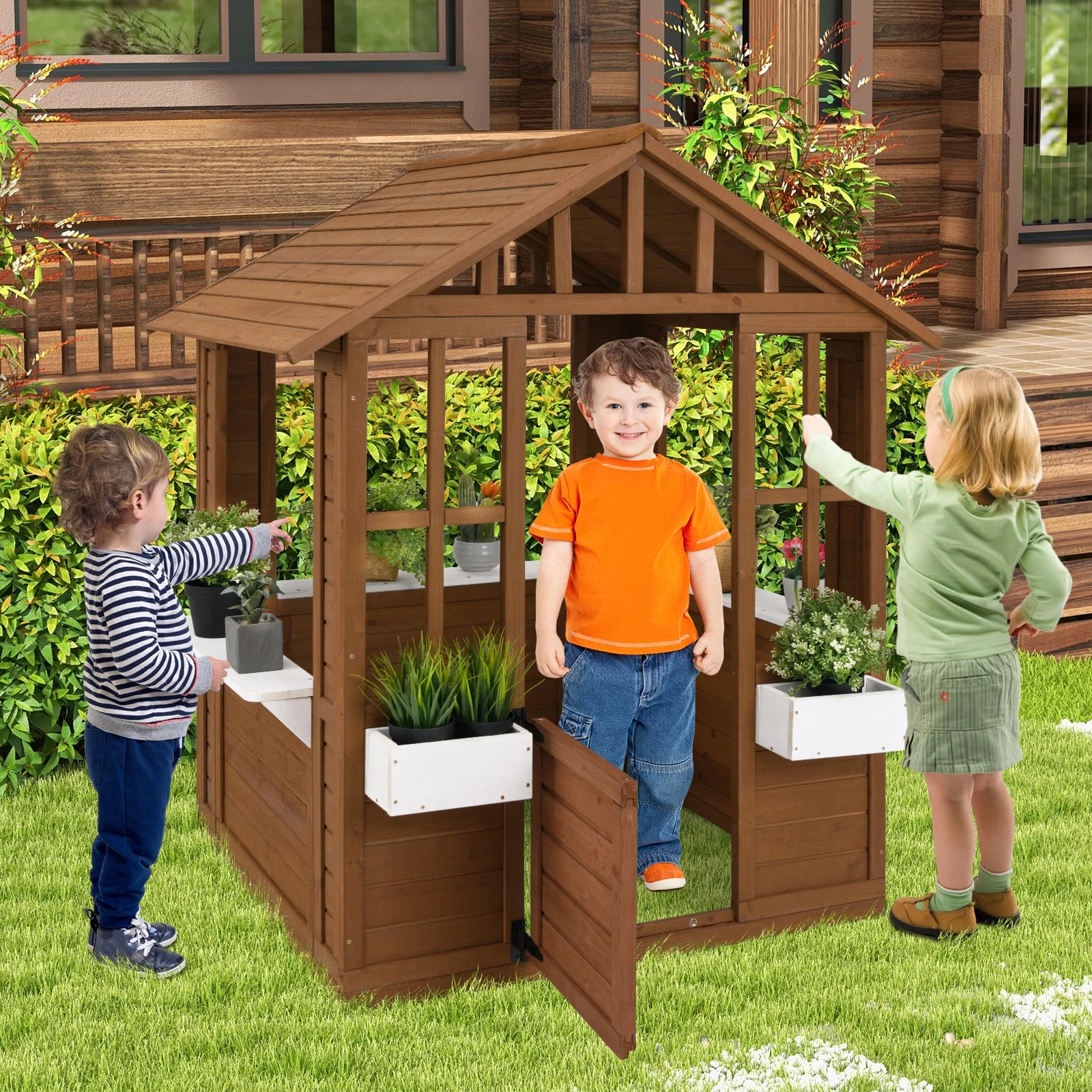 Outdoor Playhouse with Serving Stations and Door for 2+ Years Old - Image 2