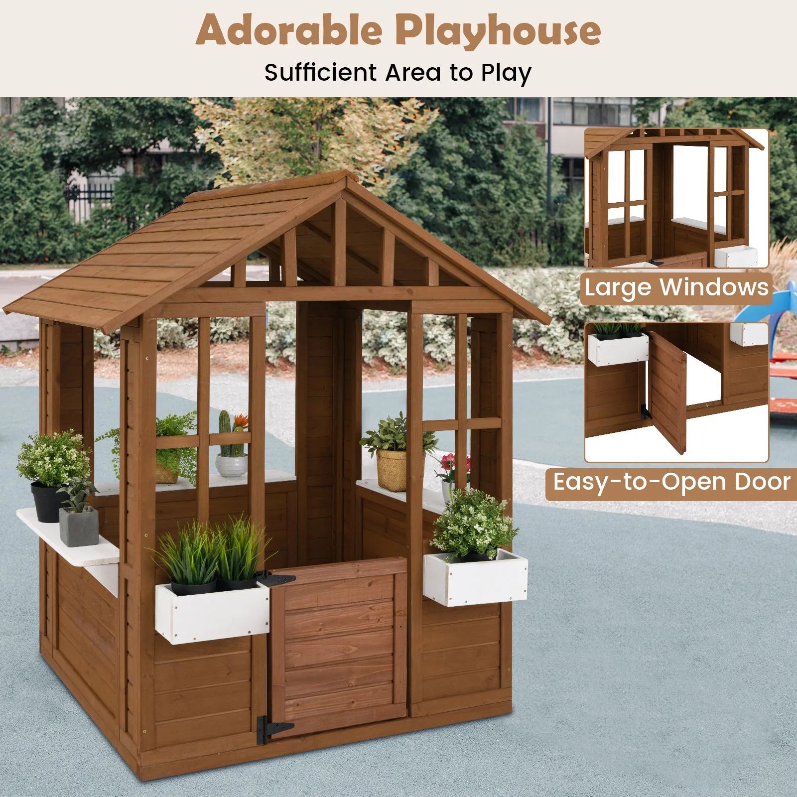 Outdoor Playhouse with Serving Stations and Door for 2+ Years Old - Image 6