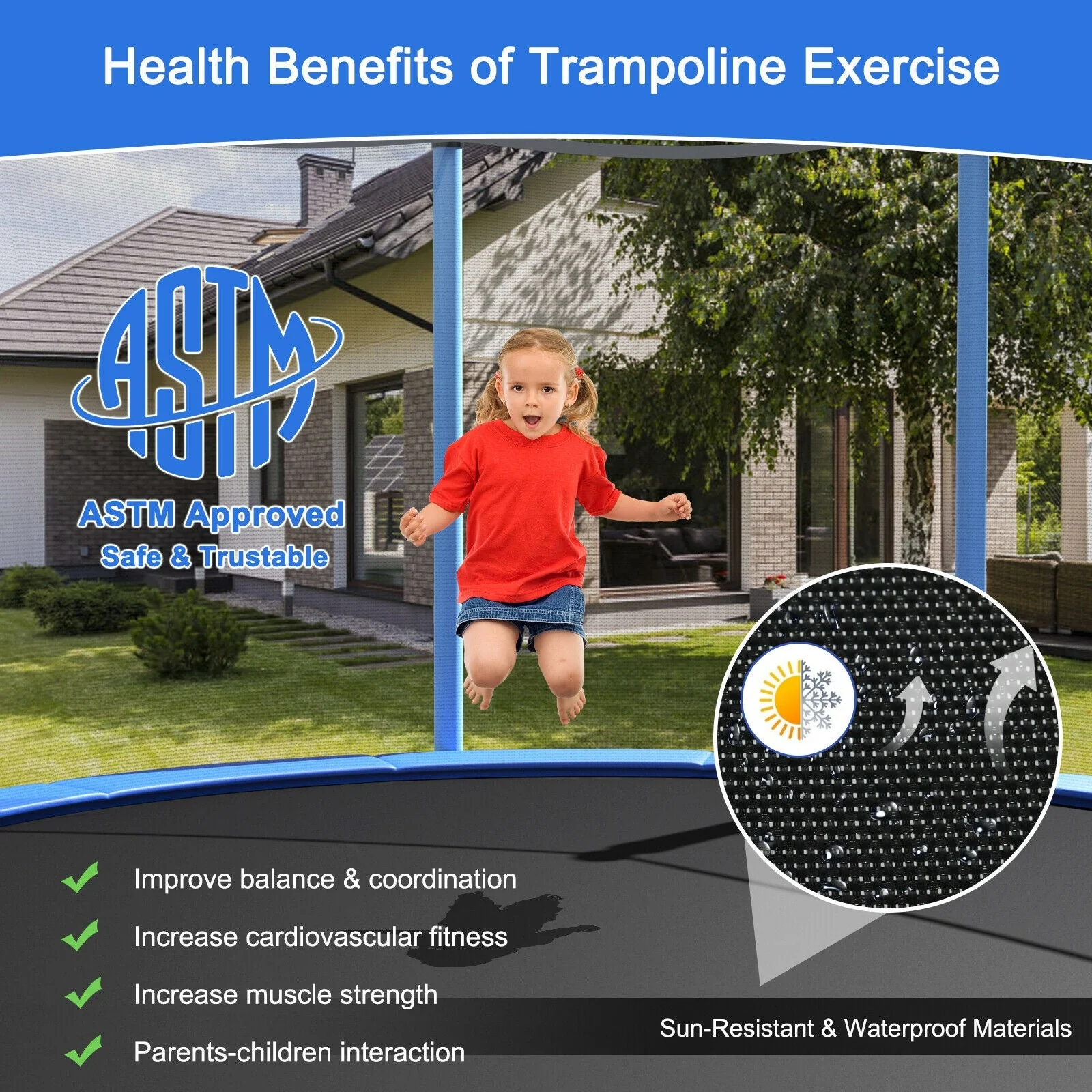 Outdoor Trampoline with Safety Closure Net-10 ft - Image 7