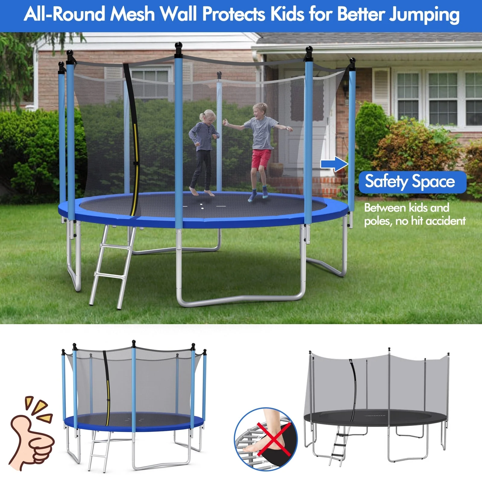 Outdoor Trampoline with Safety Closure Net-12 ft - Image 2