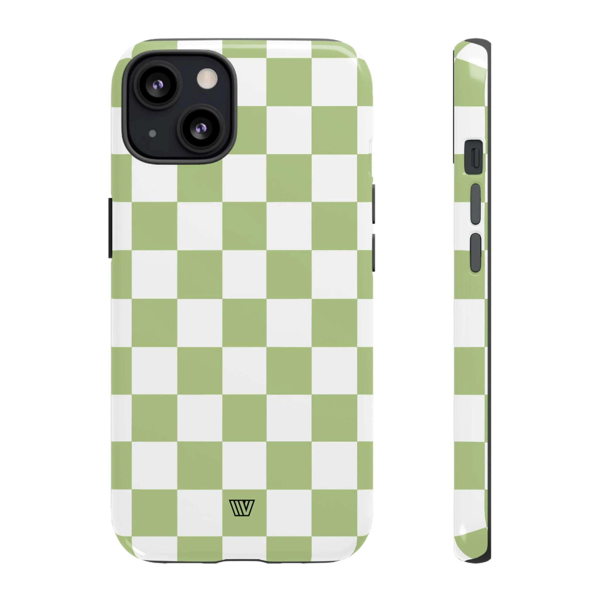 PALE OLIVE WHITE CHECKERBOARD | Tough Phone Case - Image 17