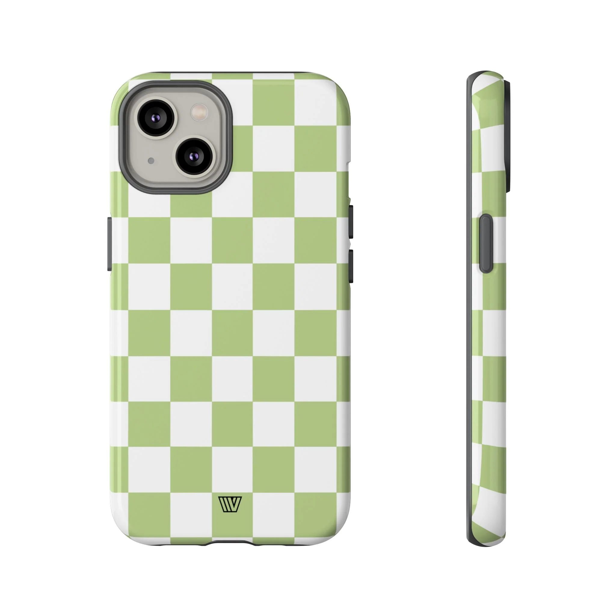 PALE OLIVE WHITE CHECKERBOARD | Tough Phone Case - Image 41