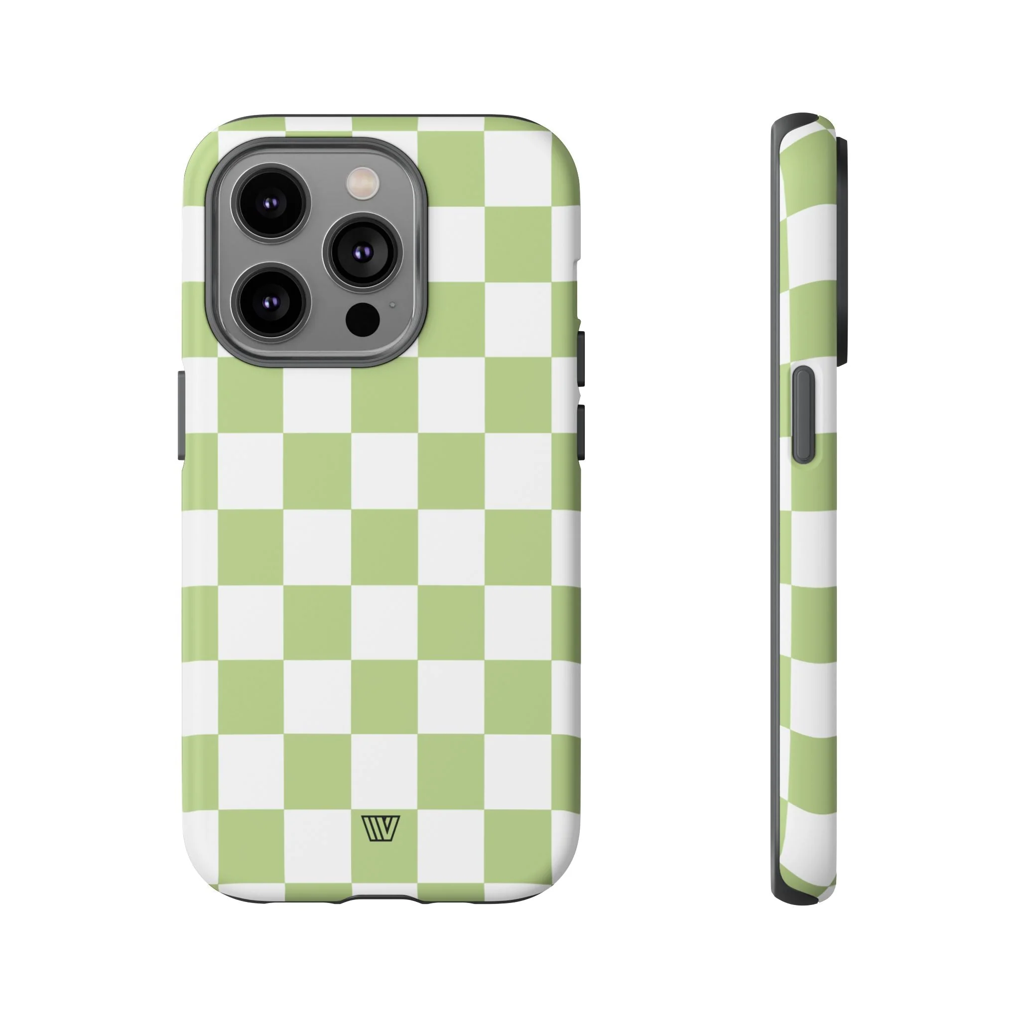 PALE OLIVE WHITE CHECKERBOARD | Tough Phone Case - Image 44