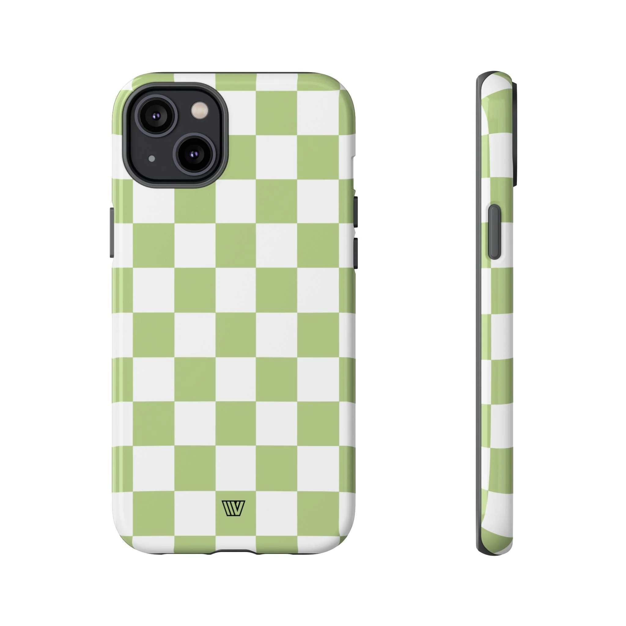 PALE OLIVE WHITE CHECKERBOARD | Tough Phone Case - Image 45