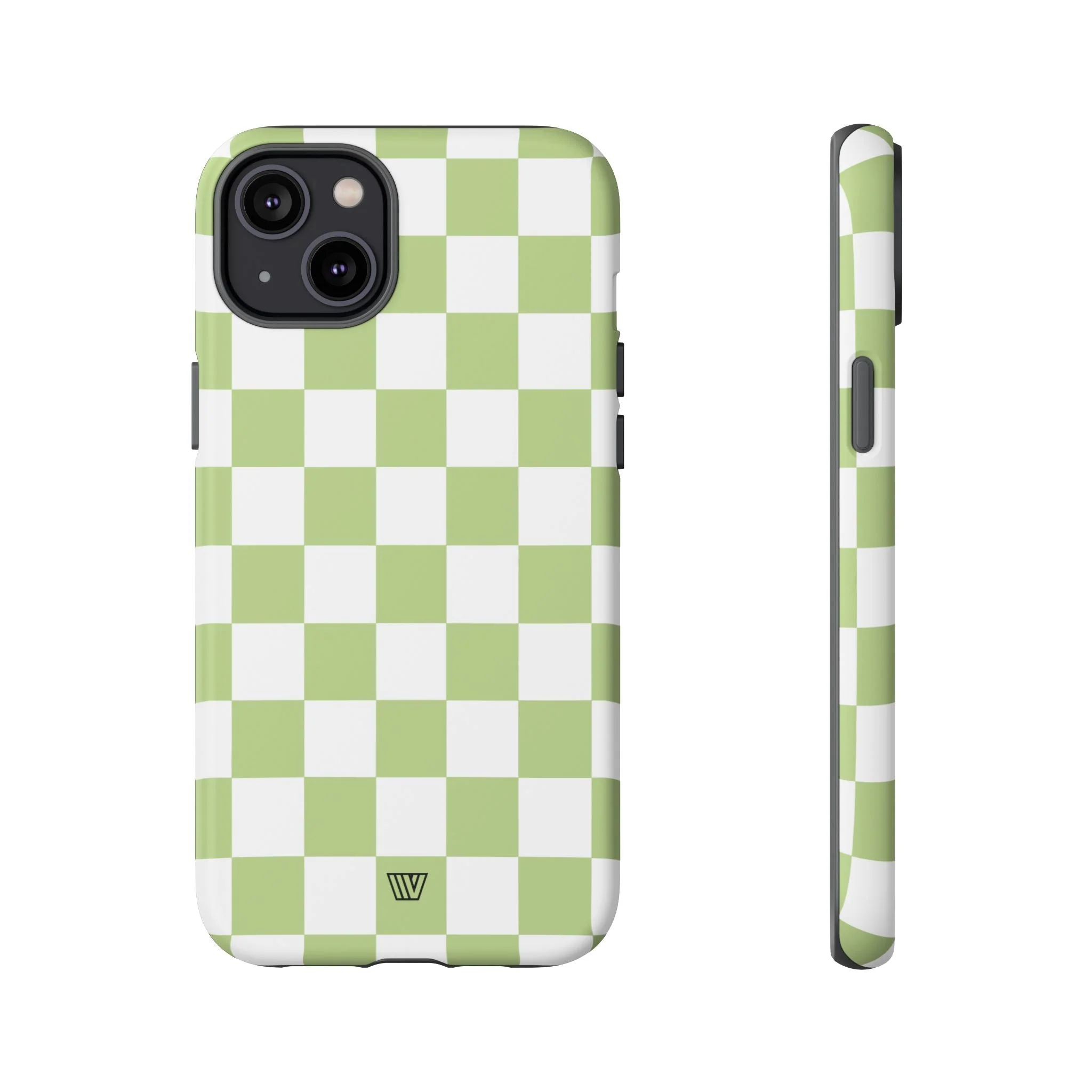 PALE OLIVE WHITE CHECKERBOARD | Tough Phone Case - Image 46