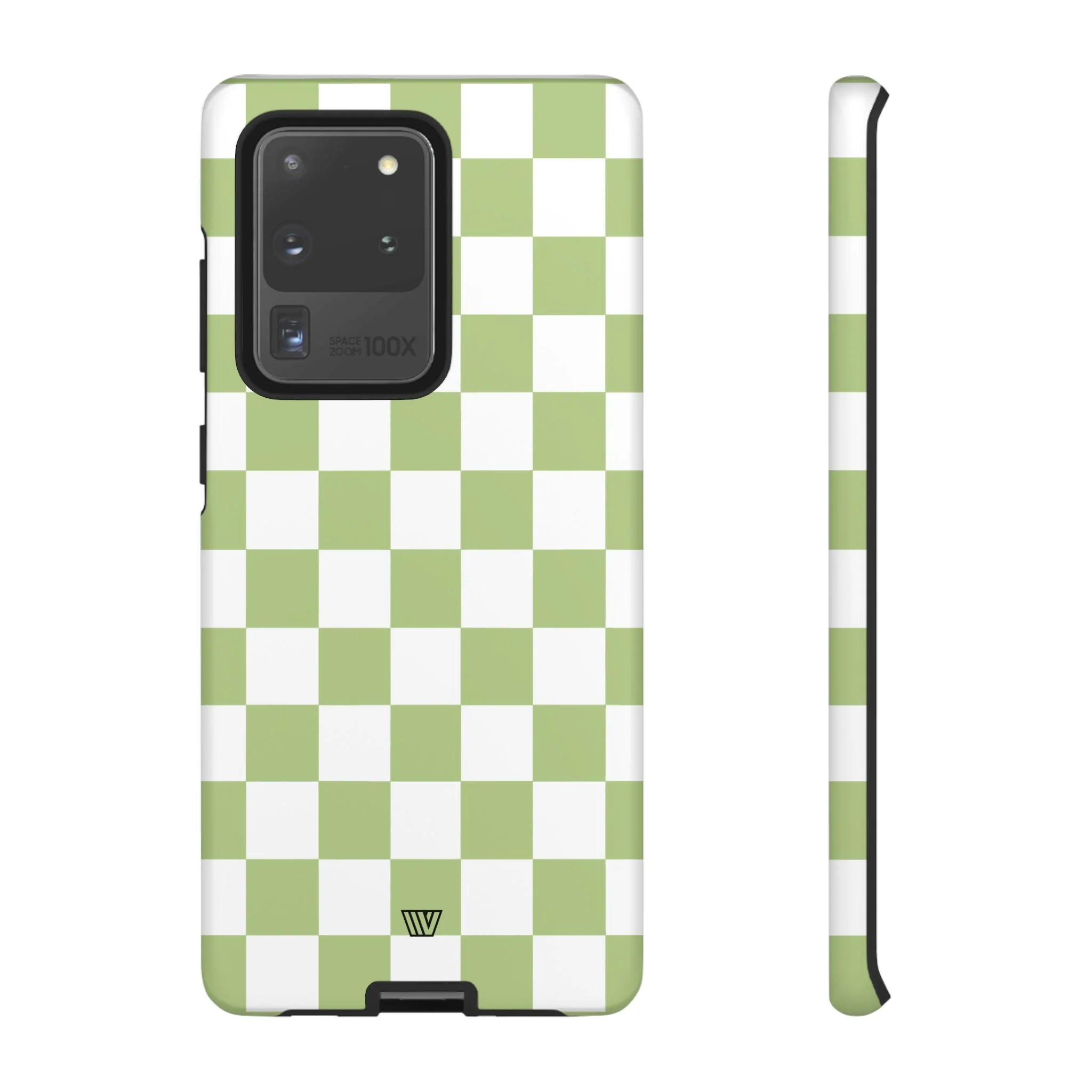 PALE OLIVE WHITE CHECKERBOARD | Tough Phone Case - Image 6
