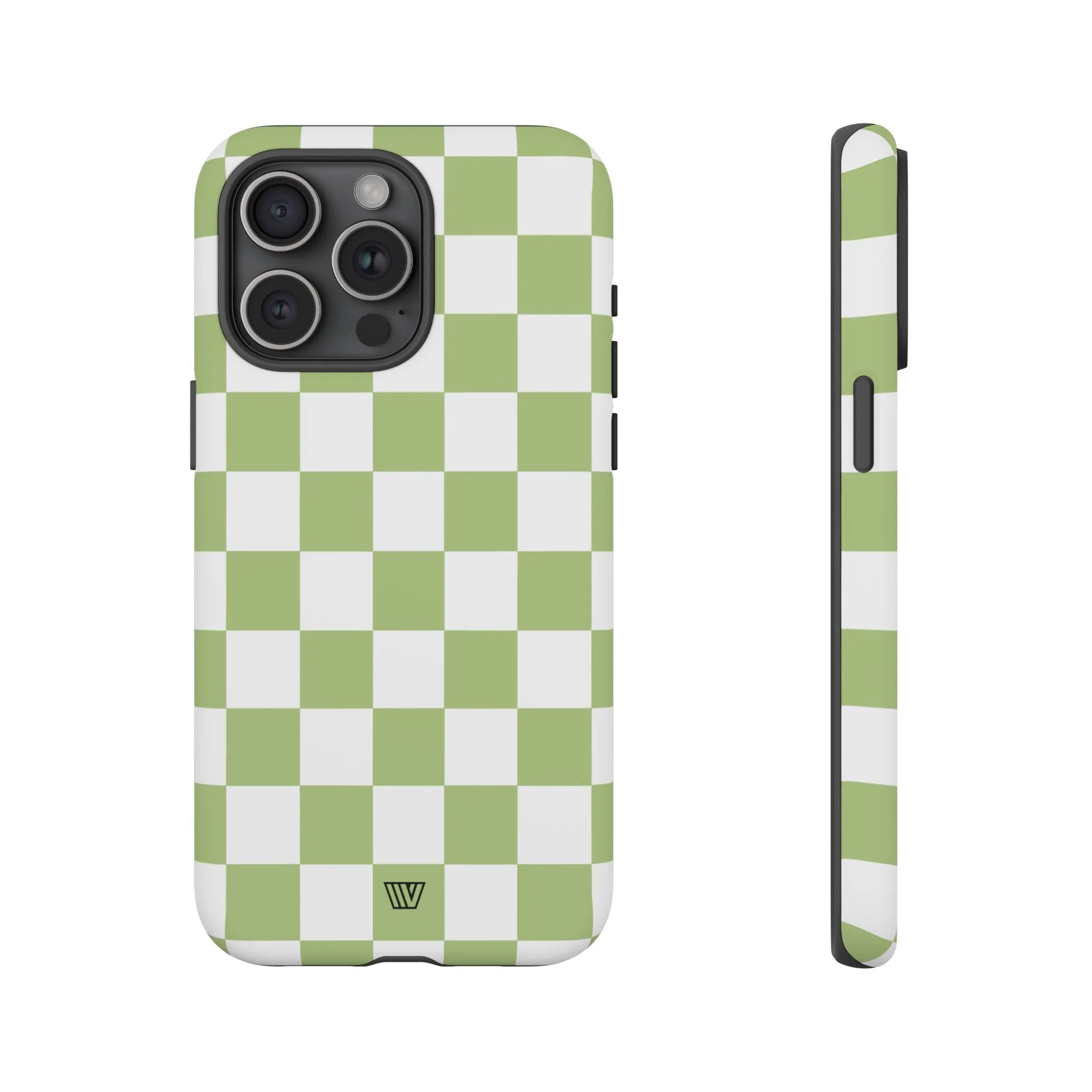 PALE OLIVE WHITE CHECKERBOARD | Tough Phone Case - Image 64