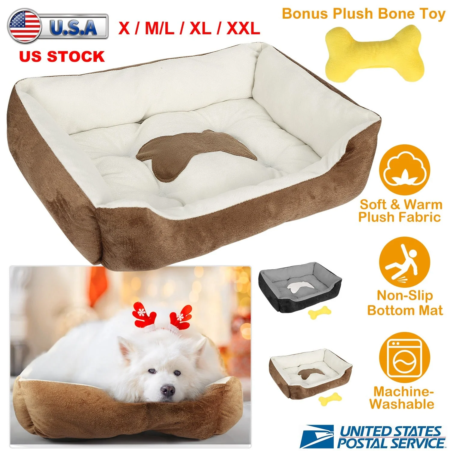 Pet Dog Bed Soft Warm Fleece Puppy Cat Bed Dog Cozy Nest Sofa Bed Cushion Mat For S/M Dog - Image 2