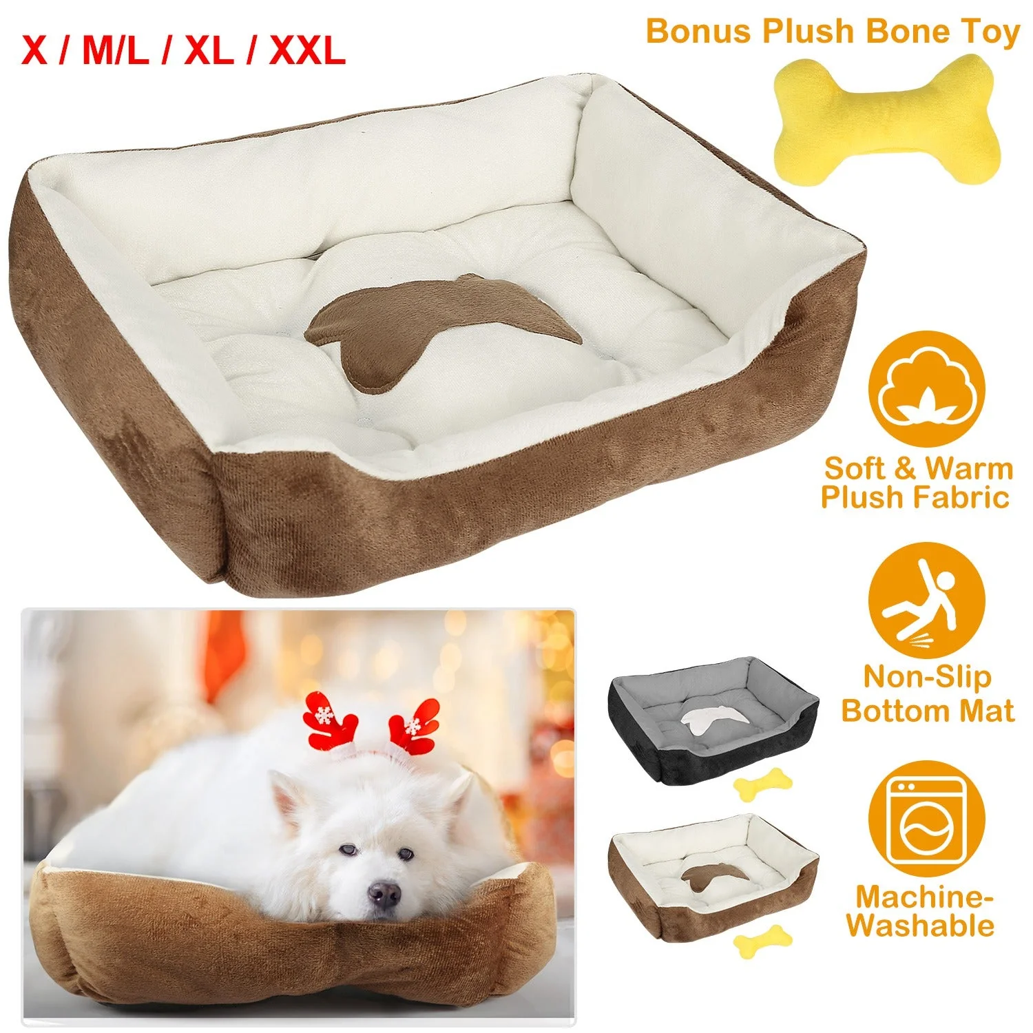 Pet Dog Bed Soft Warm Fleece Puppy Cat Bed Dog Cozy Nest Sofa Bed Cushion Mat For S/M Dog - Image 6