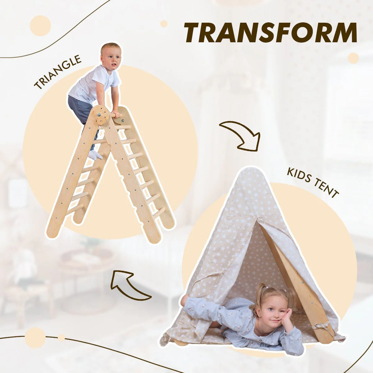 Play Tent Cover with Mat for Climbing Triangle Ladder - Image 3