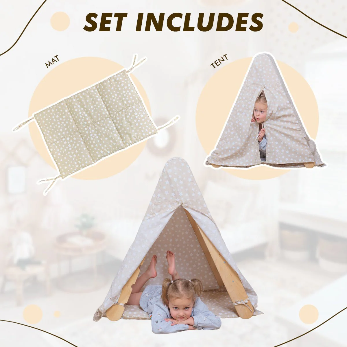 Play Tent Cover with Mat for Climbing Triangle Ladder - Image 2