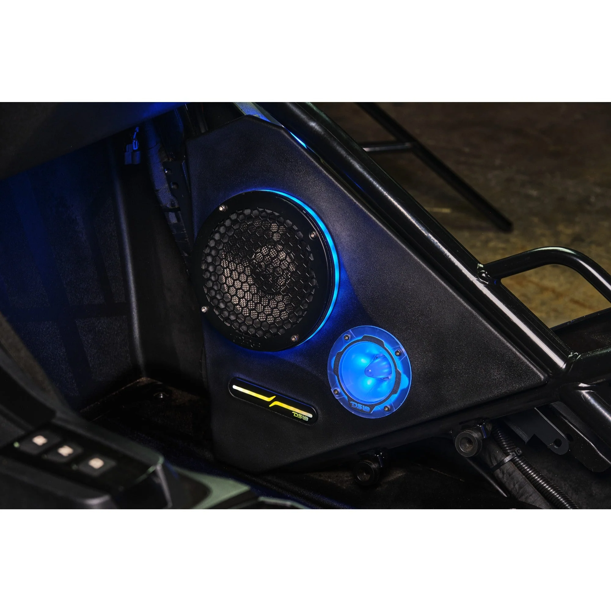 Polaris Slingshot Front Kick Empty Panel Pods With Digital LED Lights fits 2 x 6.5" Speakers and 2 x 3.8" Bullet Tweeters | 2015 - Current - Image 2