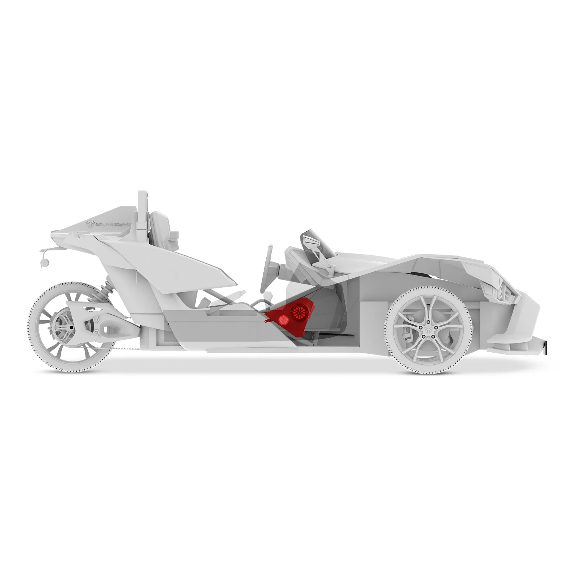 Polaris Slingshot Front Kick Empty Panel Pods With Digital LED Lights fits 2 x 6.5" Speakers and 2 x 3.8" Bullet Tweeters | 2015 - Current - Image 3