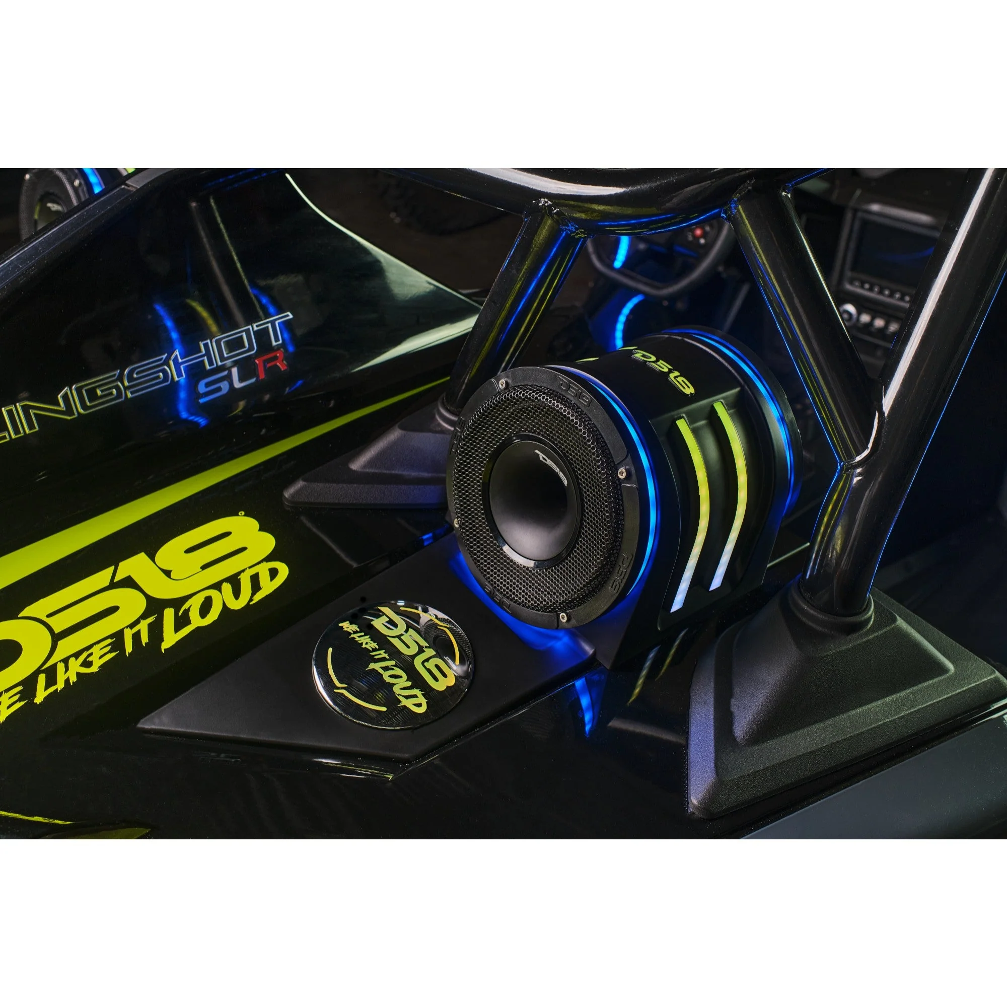 Polaris Slingshot Headrest Empty Enclosure With Digital LED Lights fits 4 x 6.5" Speakers | 2015 - Current - Image 2