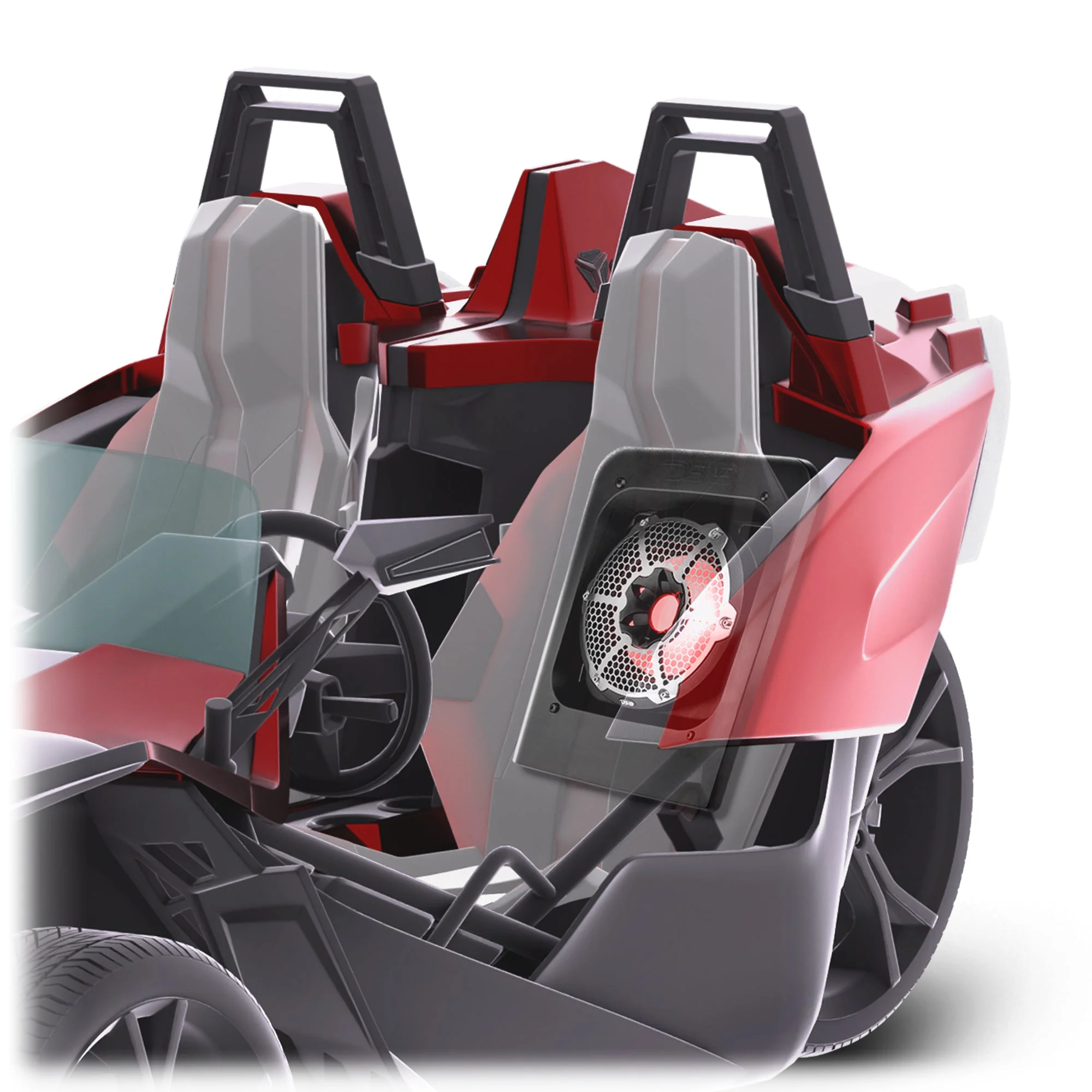 Polaris Slingshot Rear Subwoofer Enclosure Loaded | NXL-10SUB/BK and RGB LED Lights | Fits Either Passenger or Driver Side | 2015 - Current - Image 3