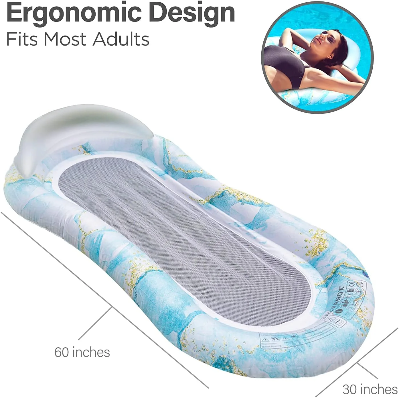 Pool Floaties Adult Size, Heavy Duty Raft Water Lounger Recliner Inflatable Float for Swimming Pool - Image 5