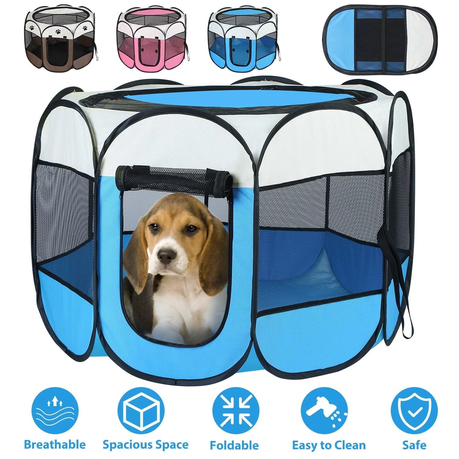 Portable Foldable Pet Tent Exercise Pen Kennel Removable Zipper Top and Bottom Water Resistant Indoor Outdoor Use For Dogs Cats Other Pets - Image 6